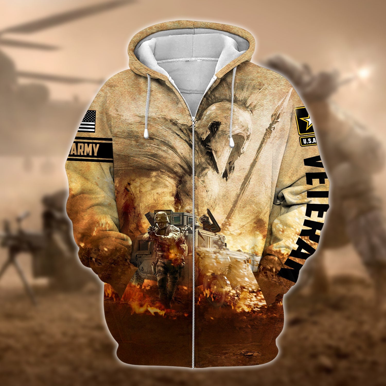 Unique U.S. Army Veteran Zip Hoodie PVC091204