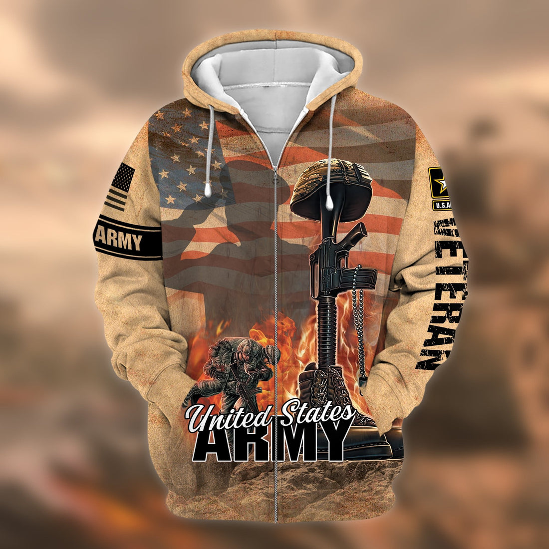 Unique U.S. Army Veteran Zip Hoodie PVC081201