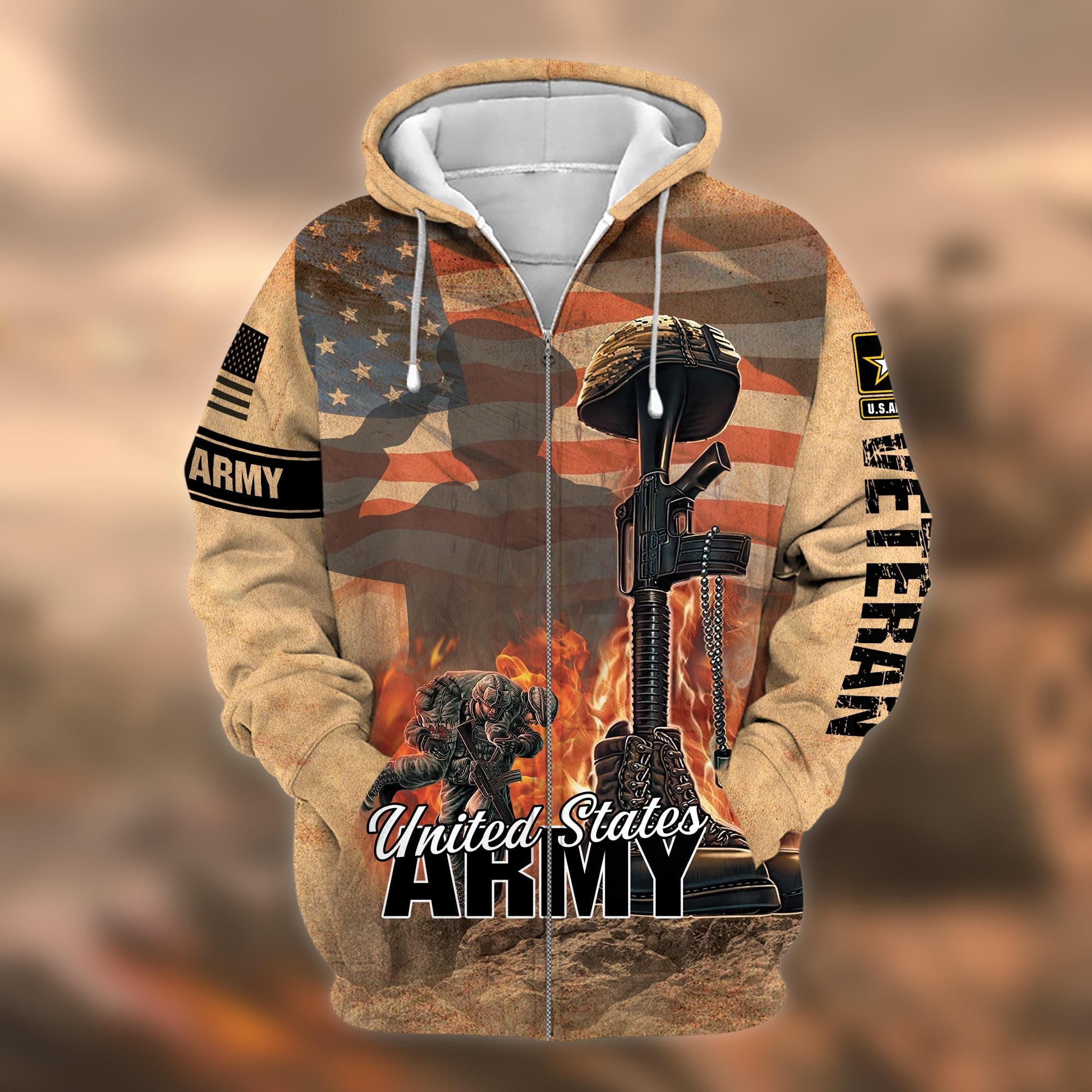 Unique U.S. Army Veteran Zip Hoodie PVC081201