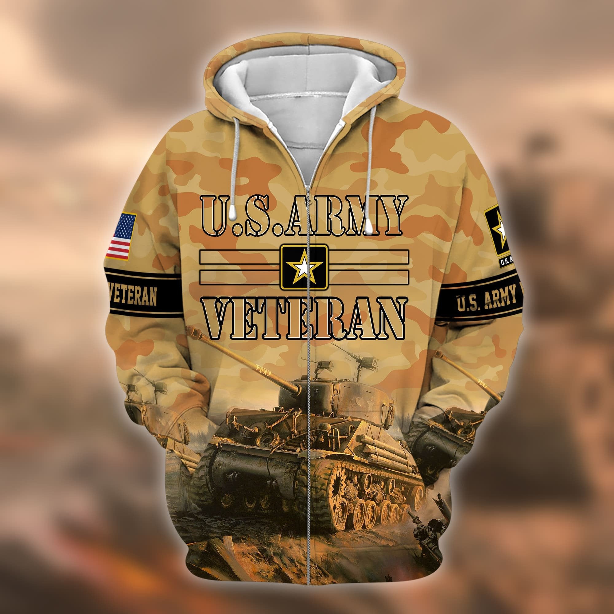 Unique U.S. Army Veteran Zip Hoodie PVC231101