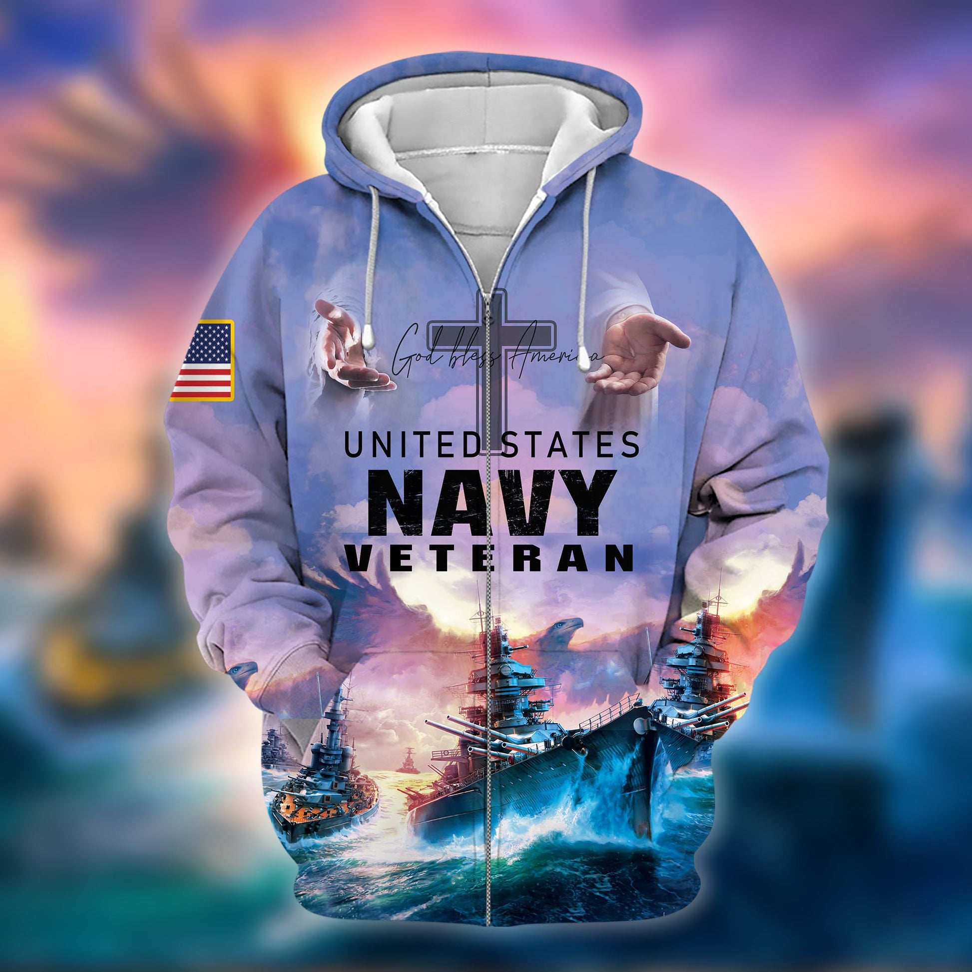 Premium God Bless America Zip Hoodie PVC081203
