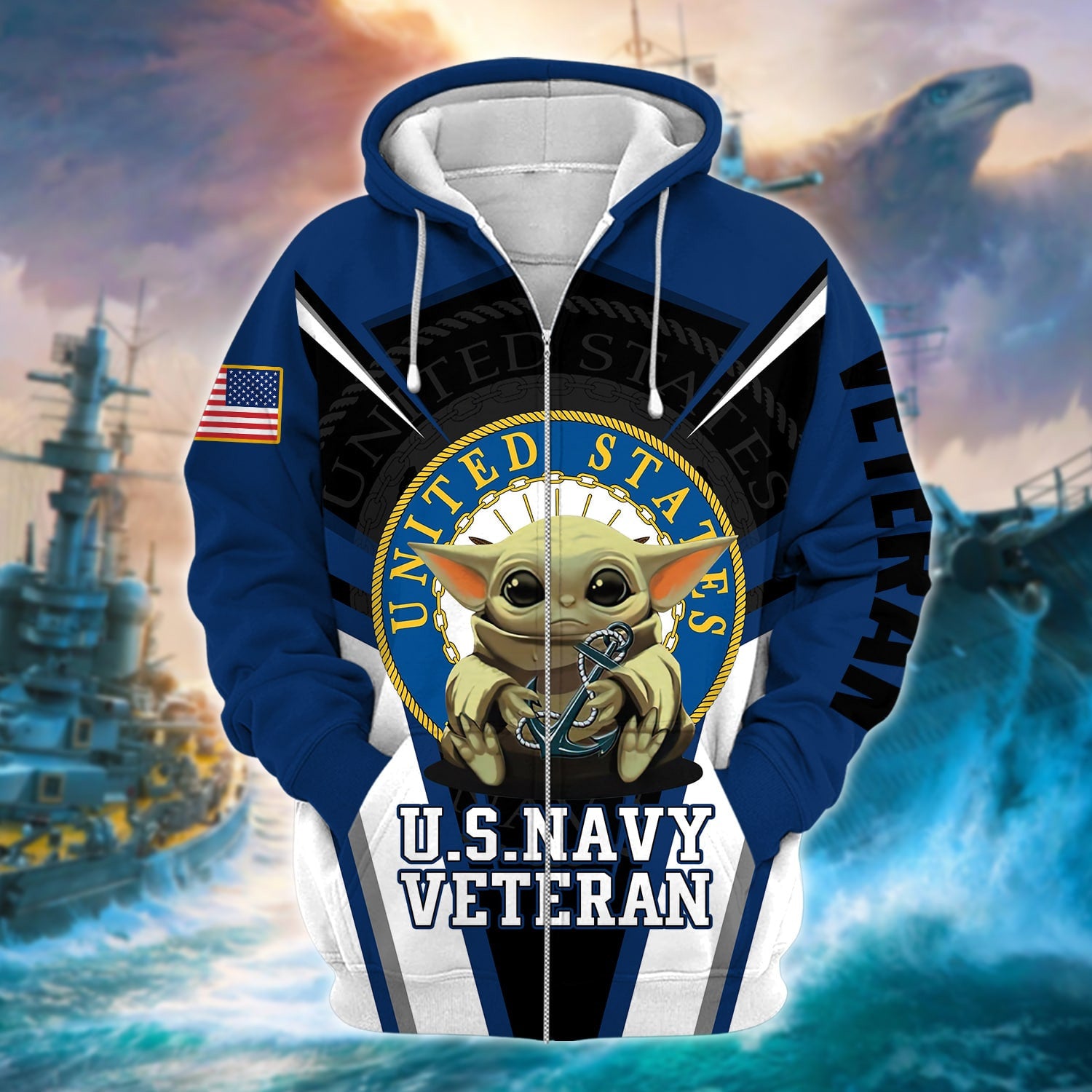 Premium Multiple US Military Services Veteran Zip Hoodie PVC25120201