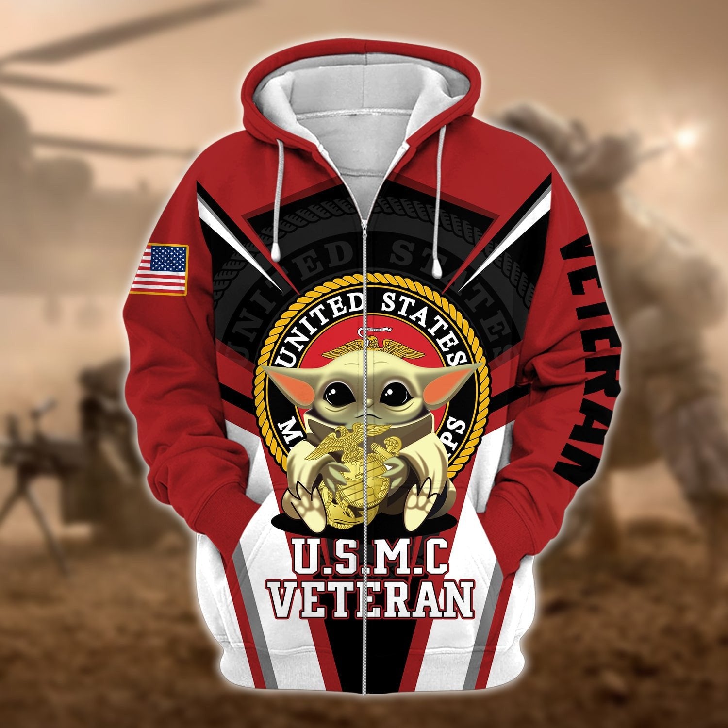 Premium Multiple US Military Services Veteran Zip Hoodie PVC25120201