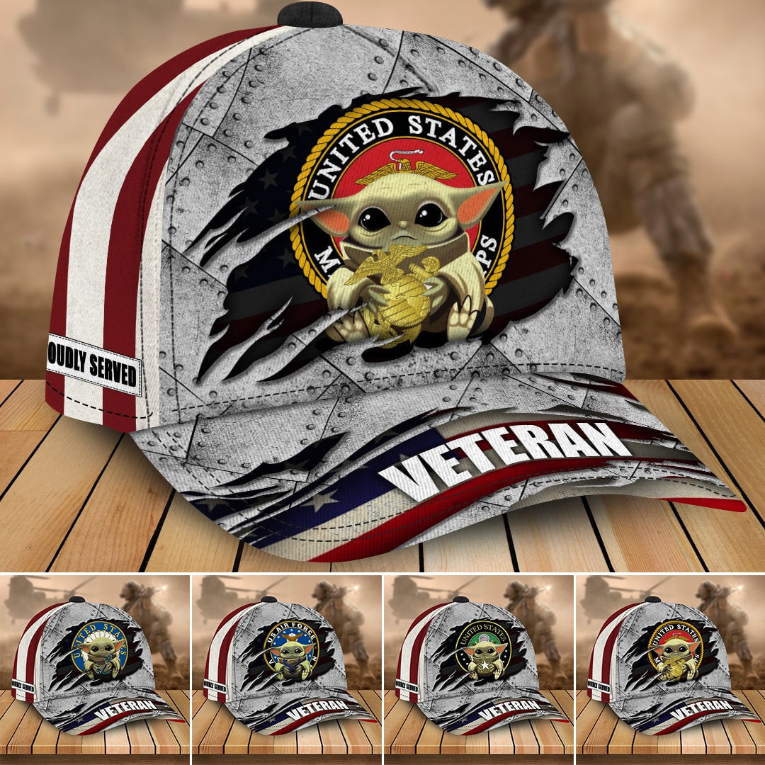 Premium Multiple US Military Services Veteran 3D Cap PVC25120202