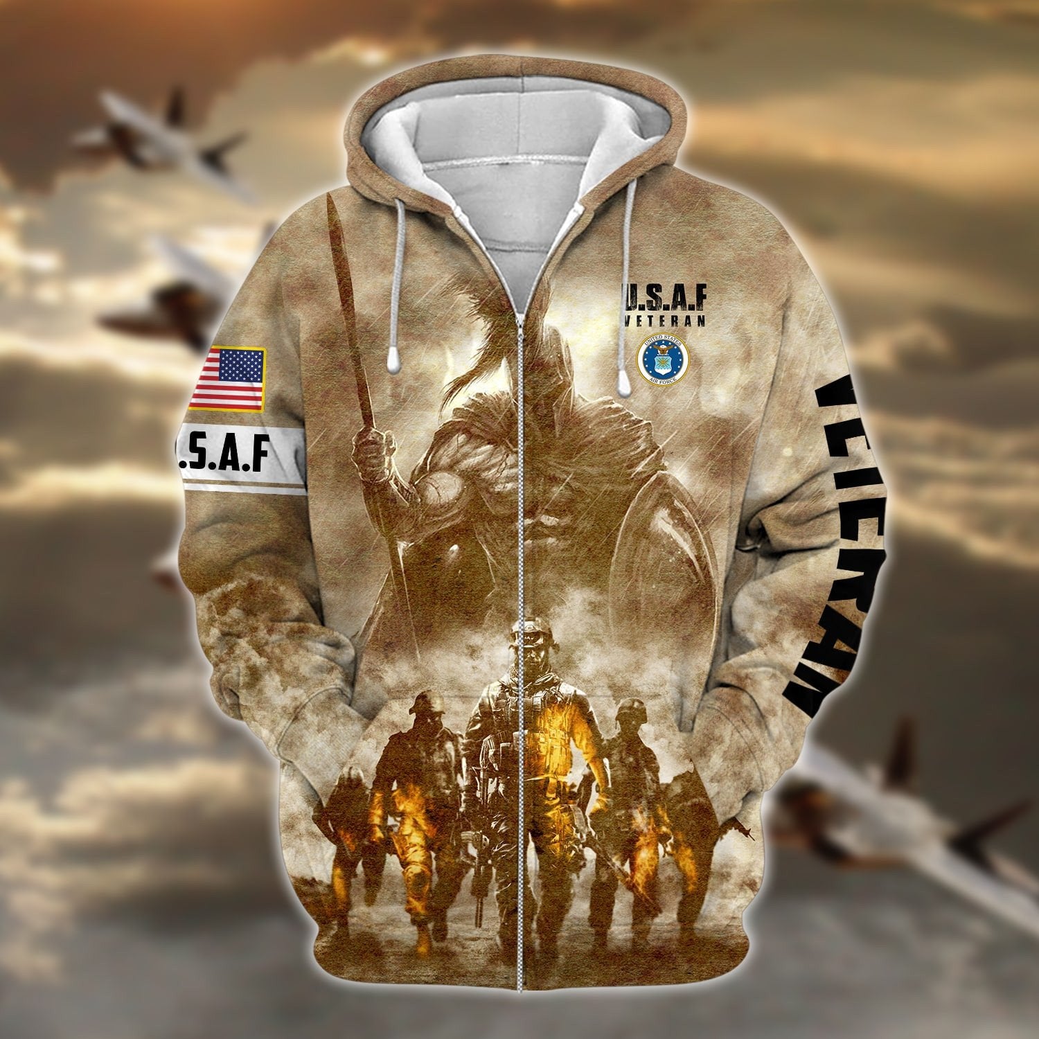 Premium Multiple US Military Services Veteran Zip Hoodie PVC241201