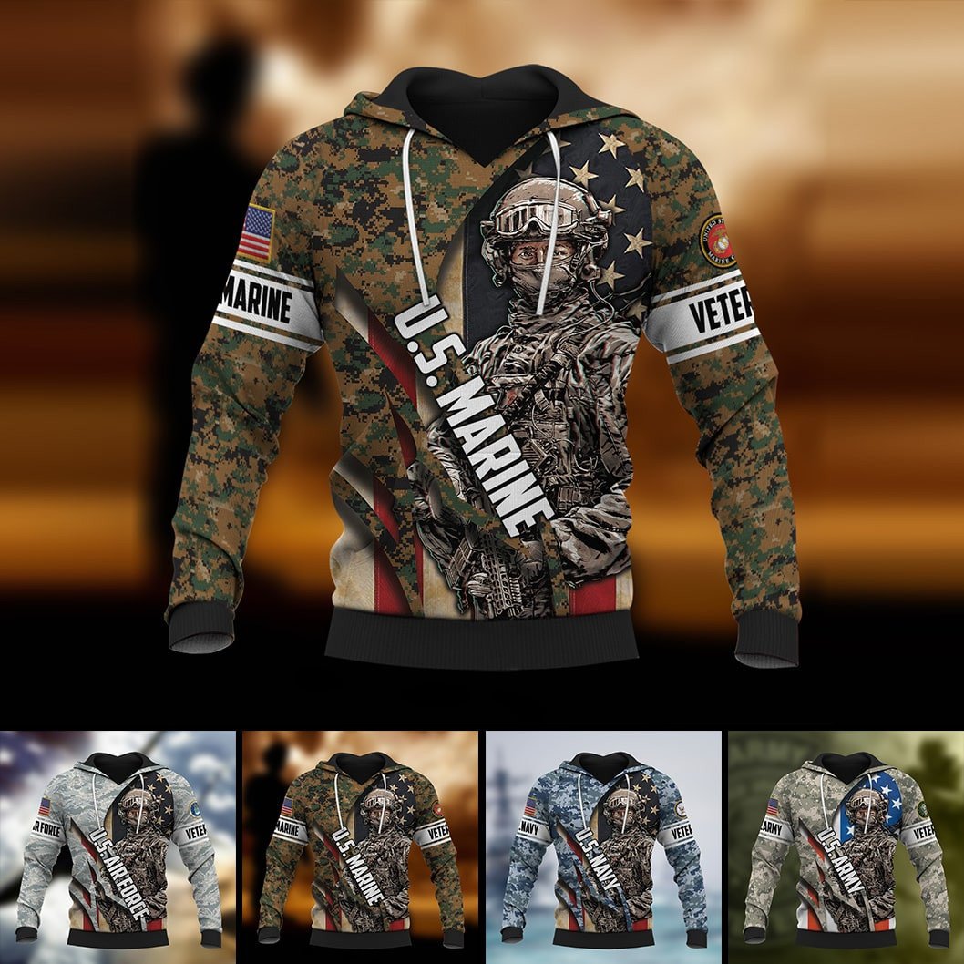 Premium Multiple US Military Services Veteran Hoodie PVC221201