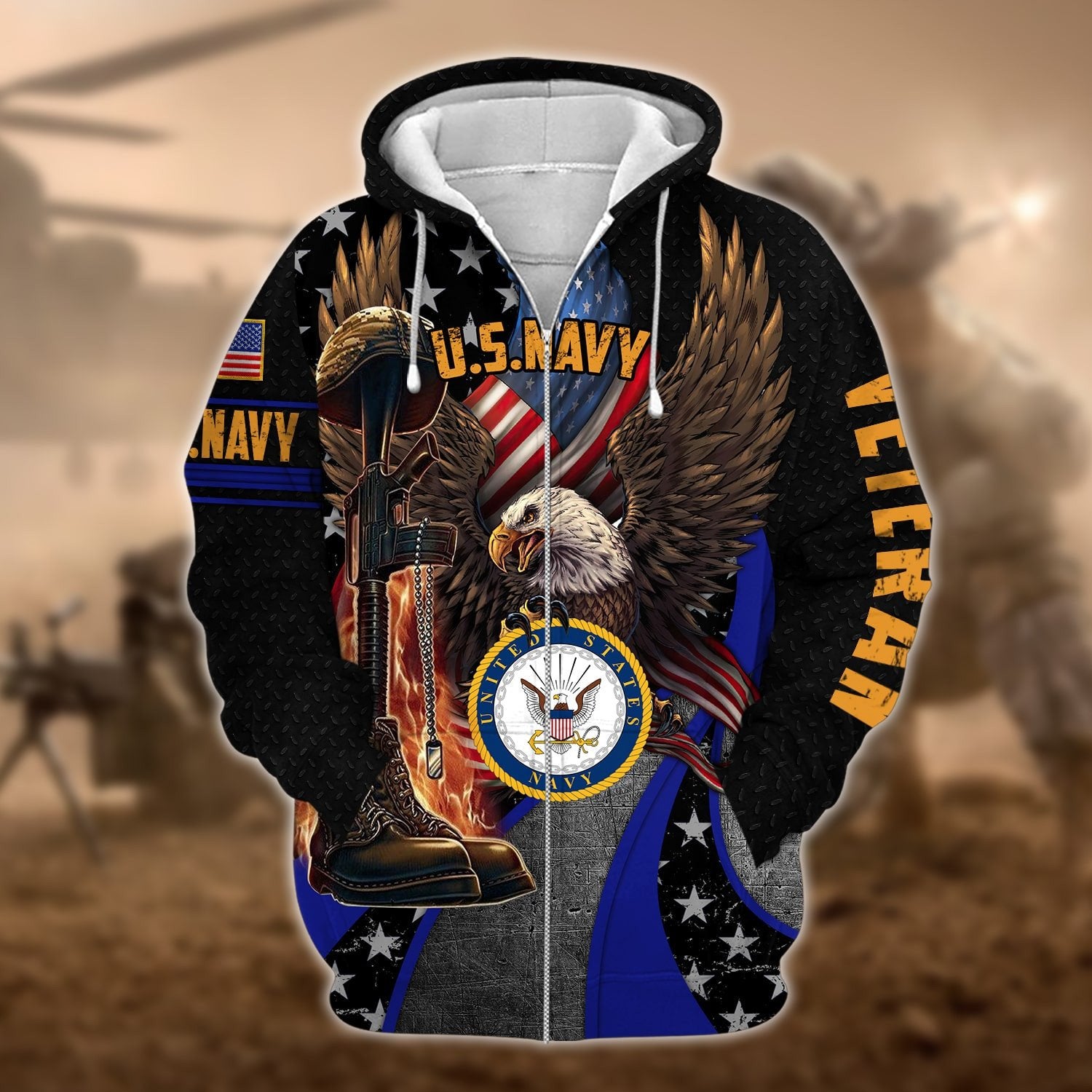 Premium Multiple US Military Services Veteran Zip Hoodie PVC211203