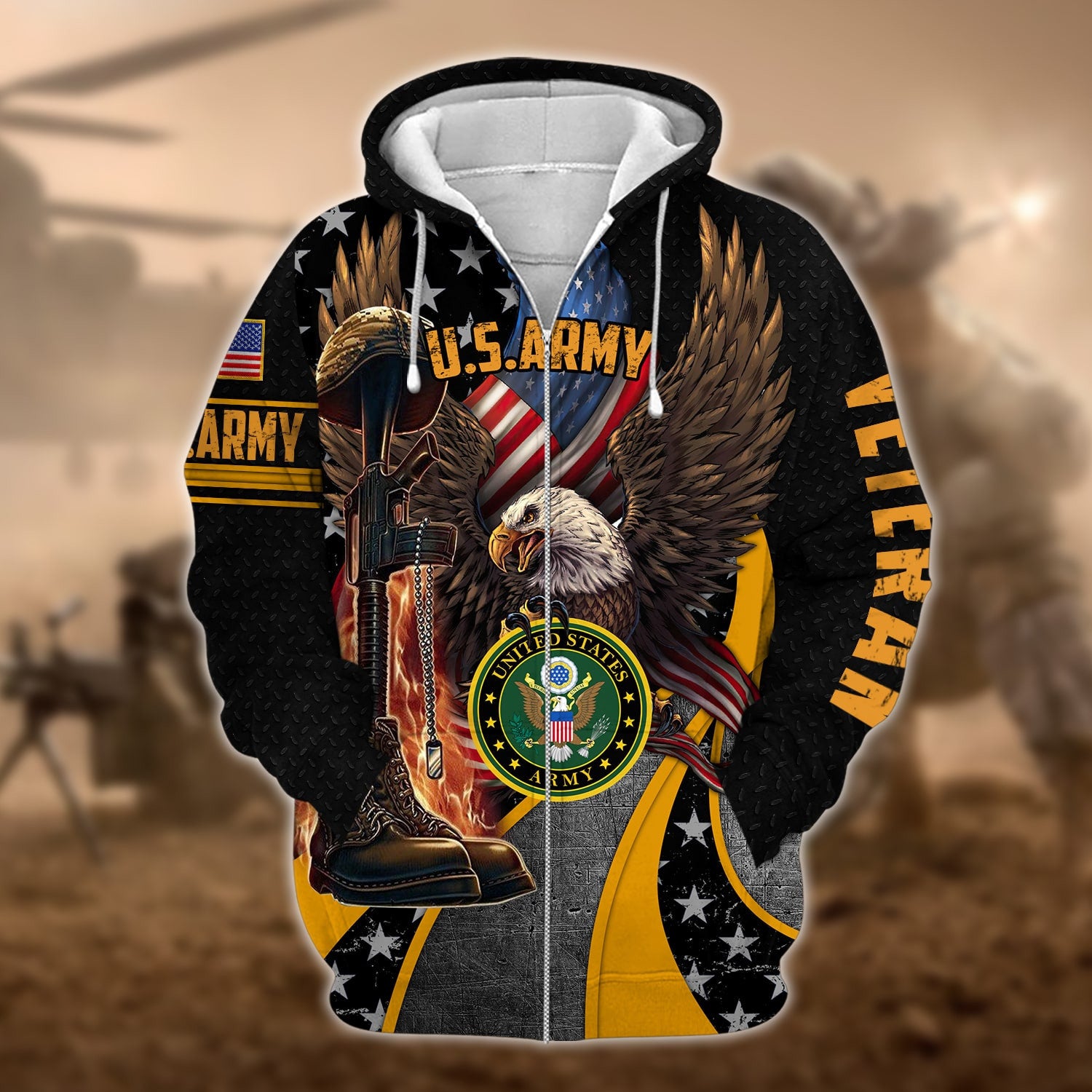 Premium Multiple US Military Services Veteran Zip Hoodie PVC211203