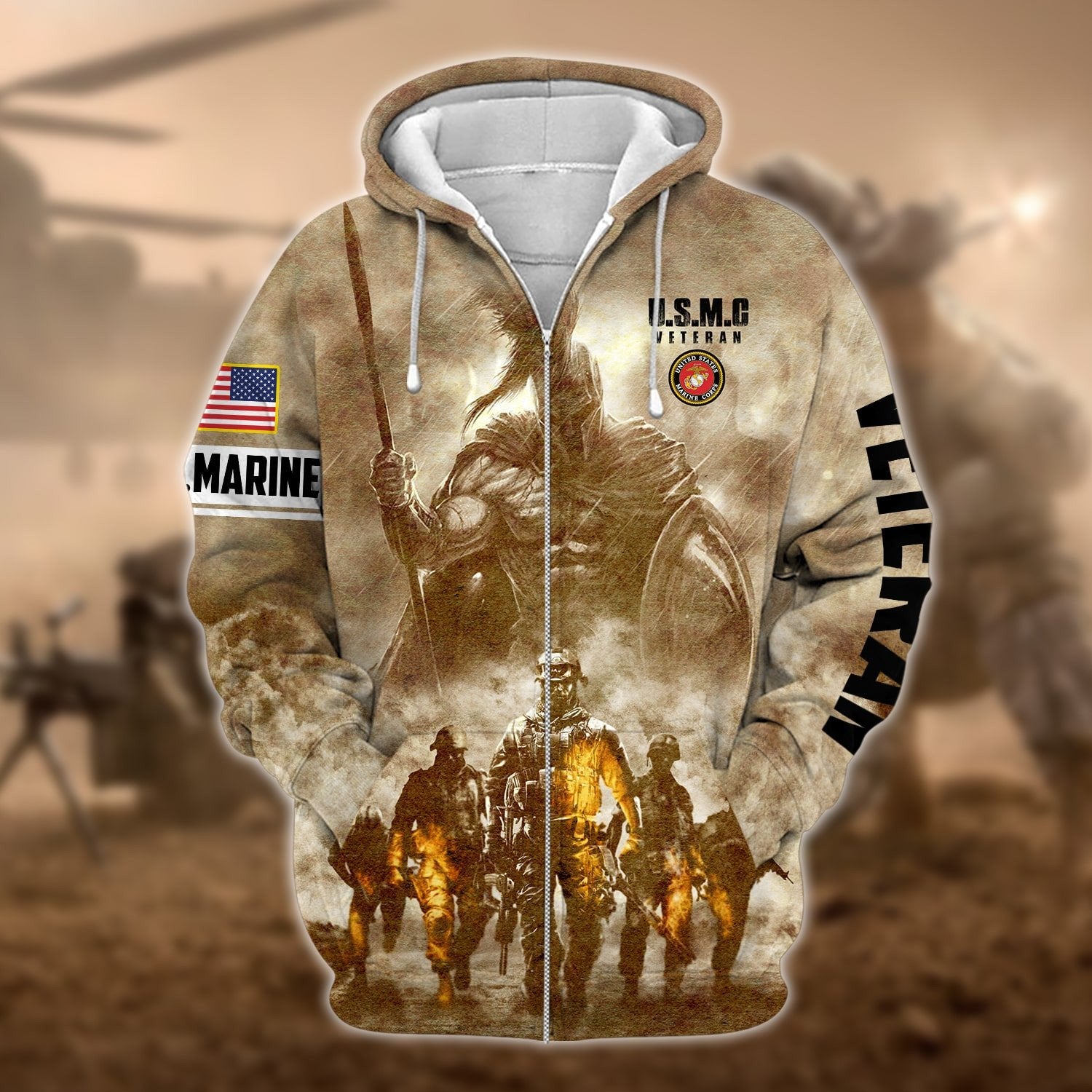 Premium Multiple US Military Services Veteran Zip Hoodie PVC241201