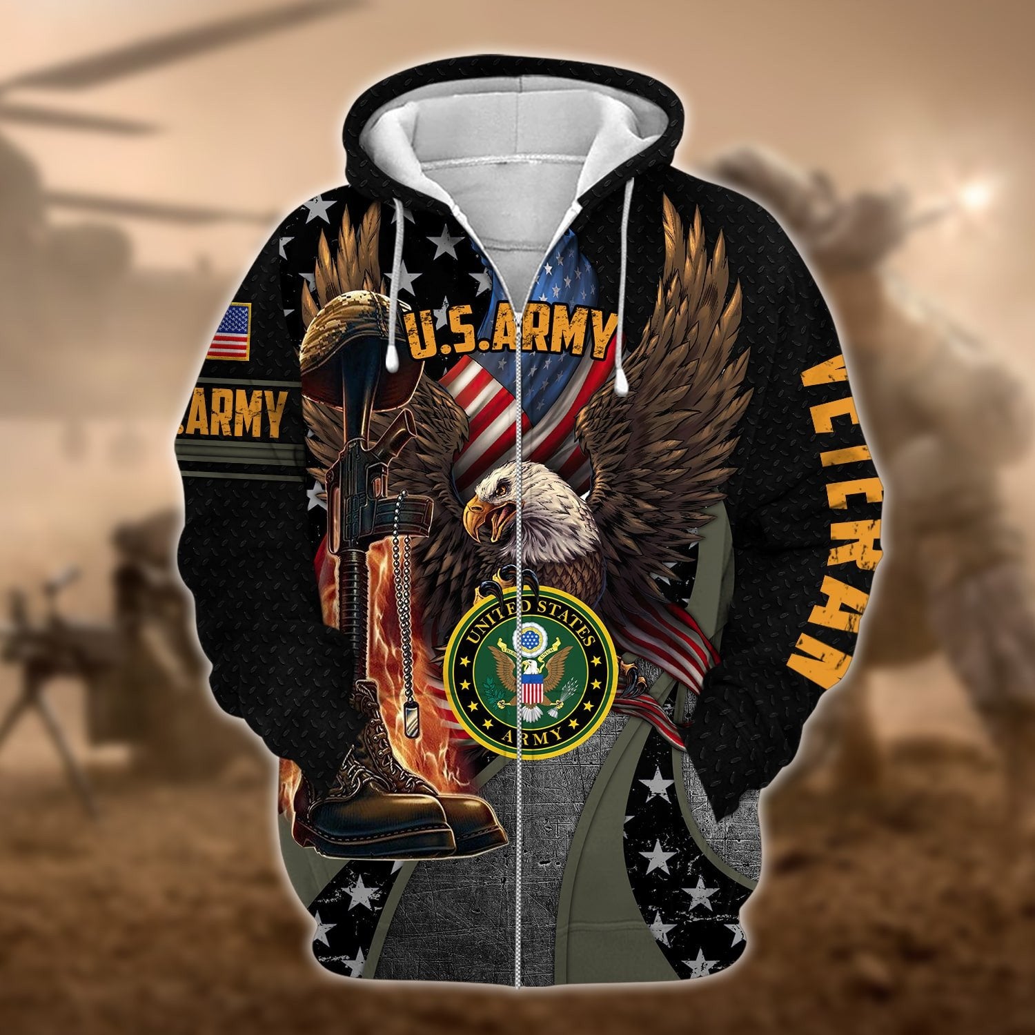 Premium Multiple US Military Services Veteran Zip Hoodie PVC211203