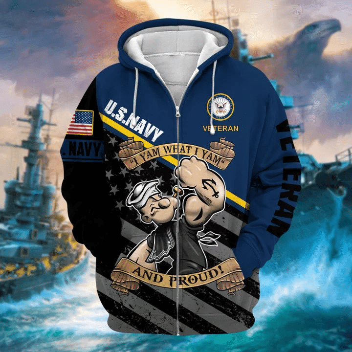 Unique Popeye Navy Zip Hoodie Collection TVN2712905