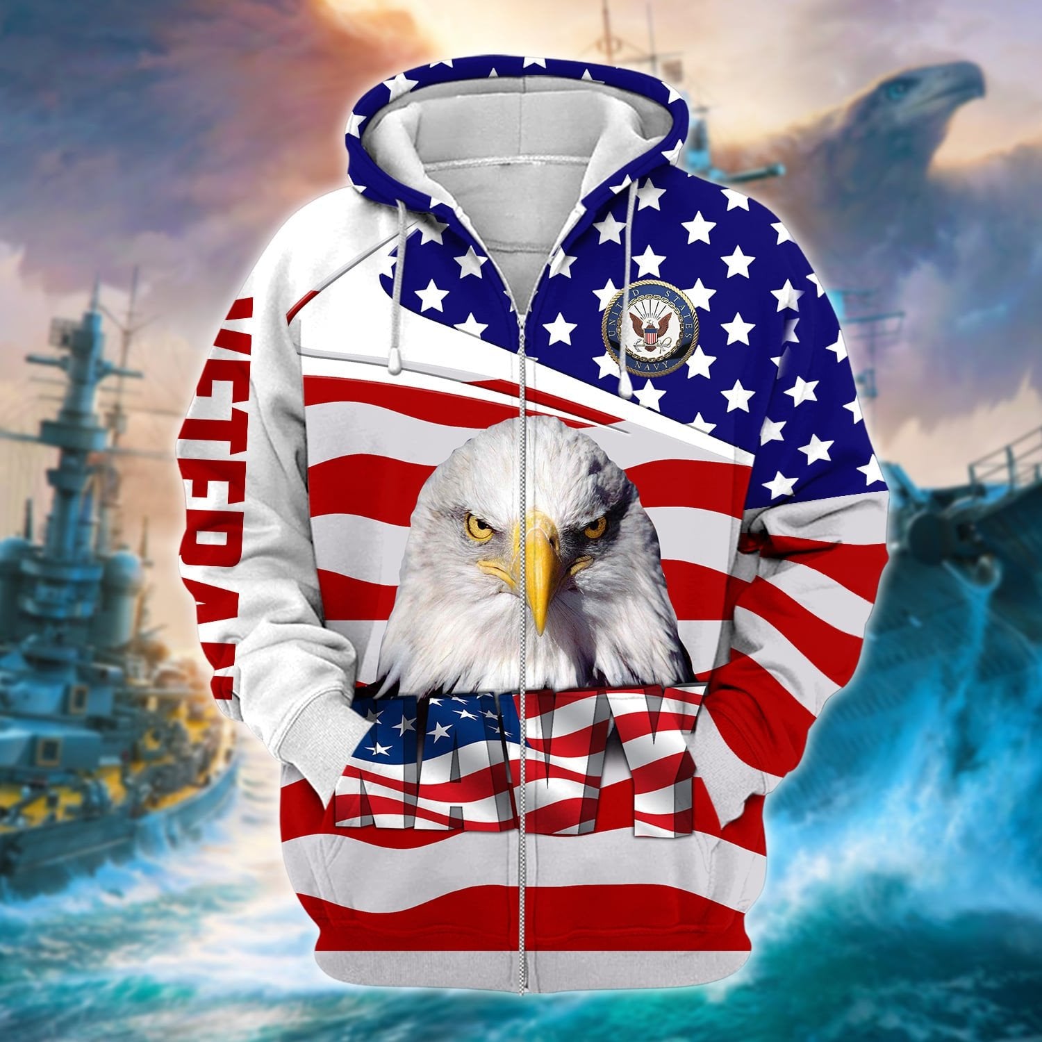 Premium Multiple US Military Services Veteran Zip Hoodie PVC231202