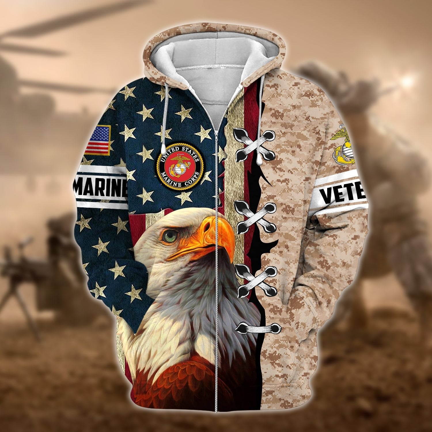 Premium Multiple US Military Services Veteran Zip Hoodie PVC231201