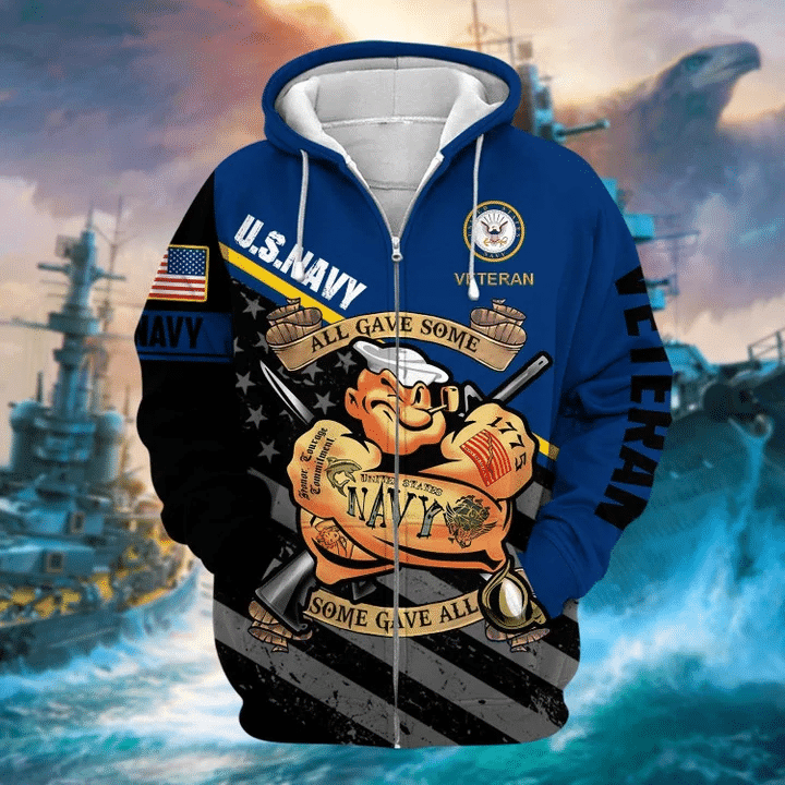 Unique Popeye Navy Zip Hoodie Collection TVN2712905