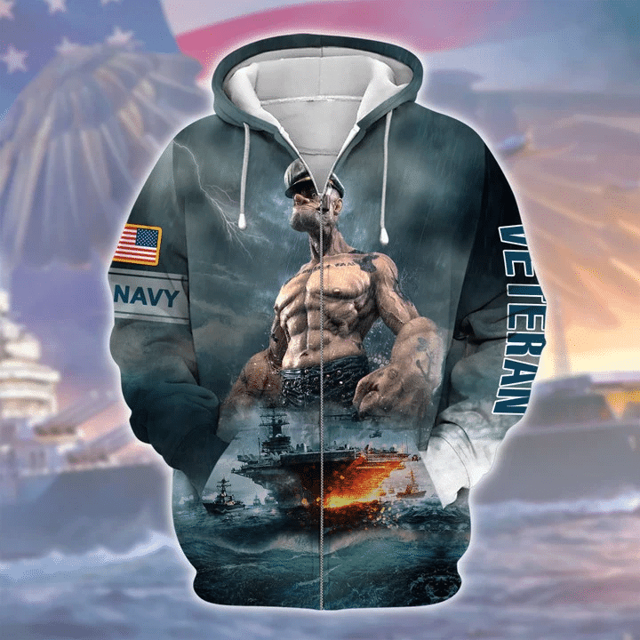 Unique Popeye Navy Zip Hoodie Collection TVN2712905