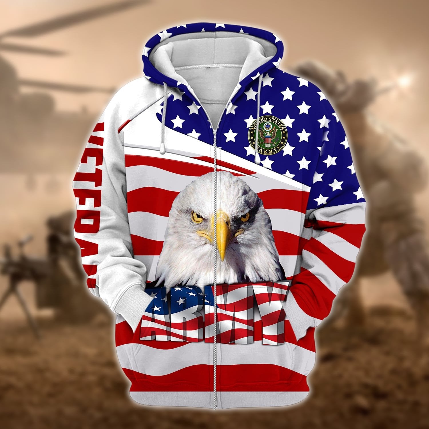 Premium Multiple US Military Services Veteran Zip Hoodie PVC231202