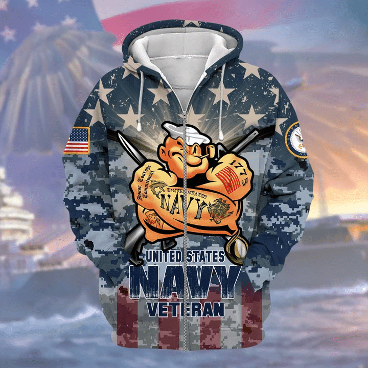 Unique Popeye Navy Zip Hoodie Collection TVN2712905