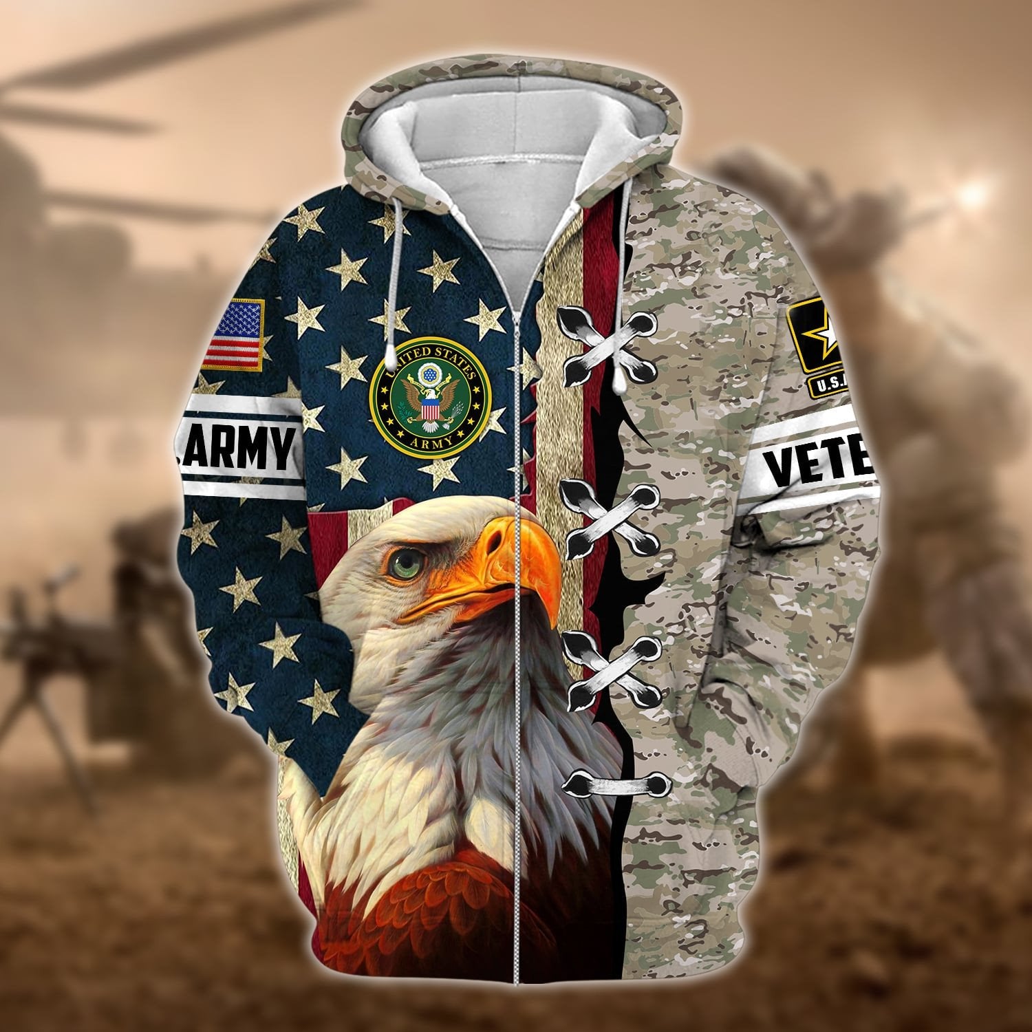 Premium Multiple US Military Services Veteran Zip Hoodie PVC231201