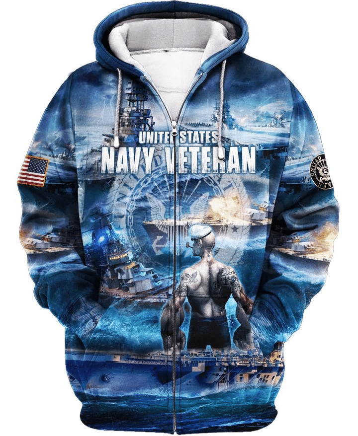 Unique Popeye Navy Zip Hoodie Collection TVN2712905