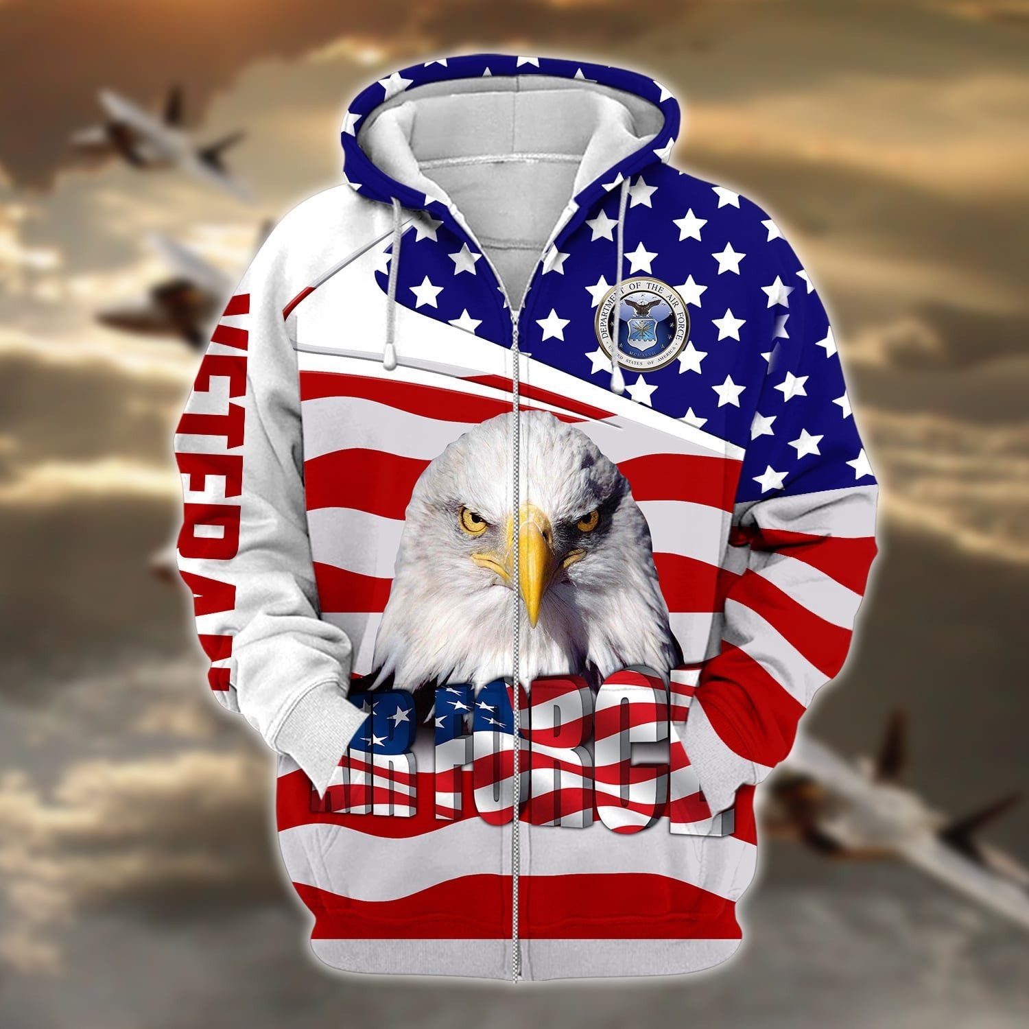 Premium Multiple US Military Services Veteran Zip Hoodie PVC231202