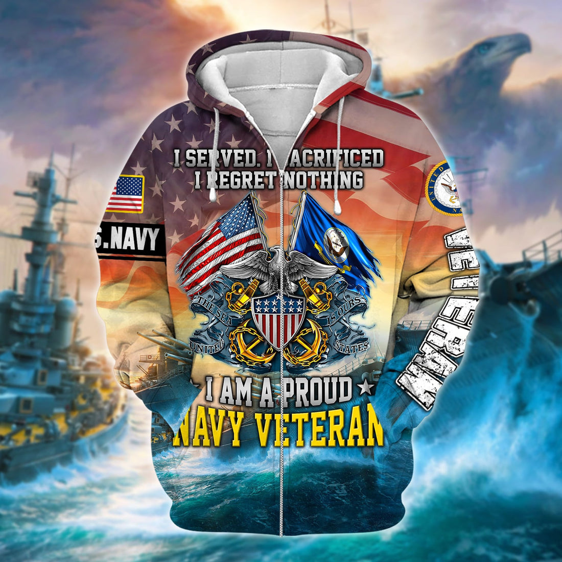 I Am A Proud Navy Veteran Zip Hoodie TVN271004