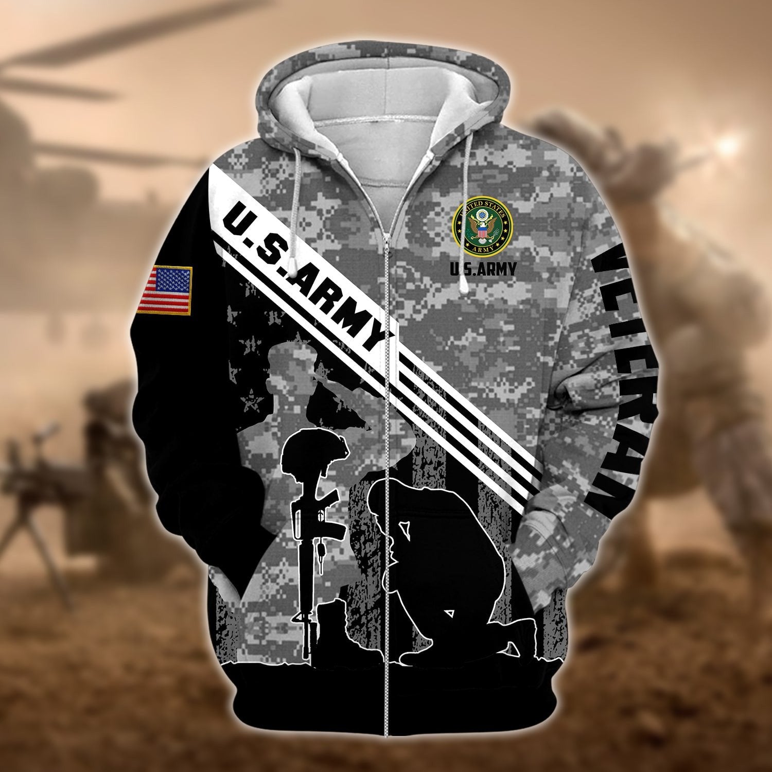 Premium Multiple US Military Services Veteran Zip Hoodie PVC231204