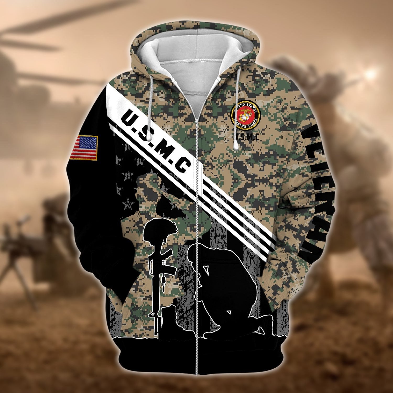 Premium Multiple US Military Services Veteran Zip Hoodie PVC231204