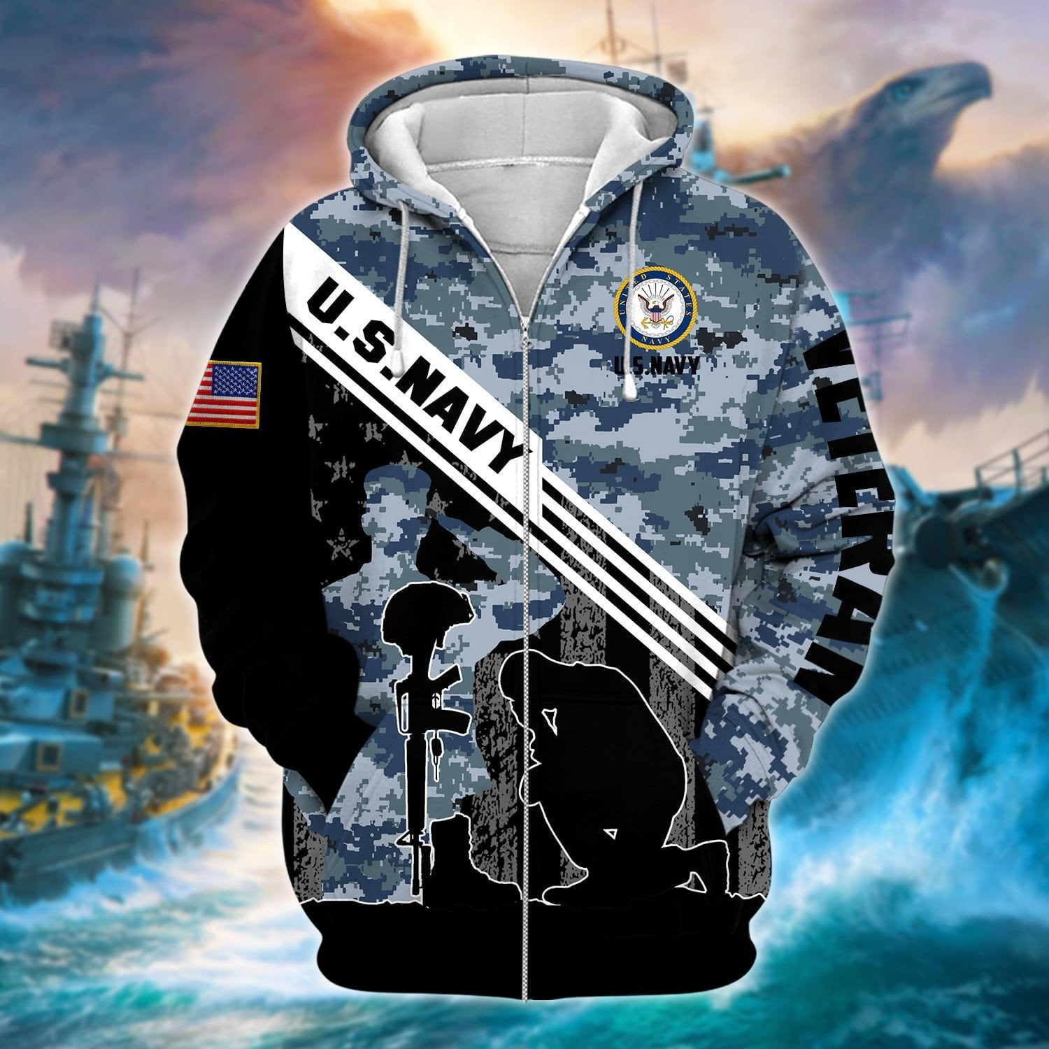 Premium Multiple US Military Services Veteran Zip Hoodie PVC231204