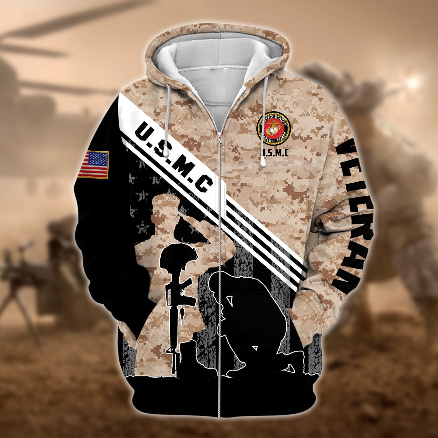 Premium Multiple US Military Services Veteran Zip Hoodie PVC231204