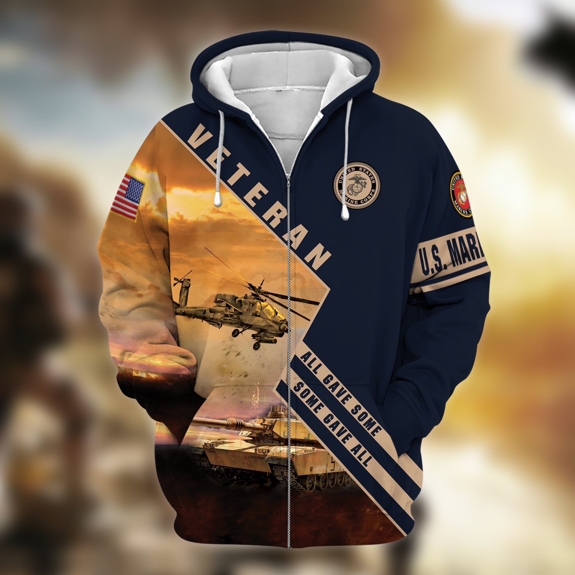 Premium Multiple US Military Services Veteran Zip Hoodie PVC221205