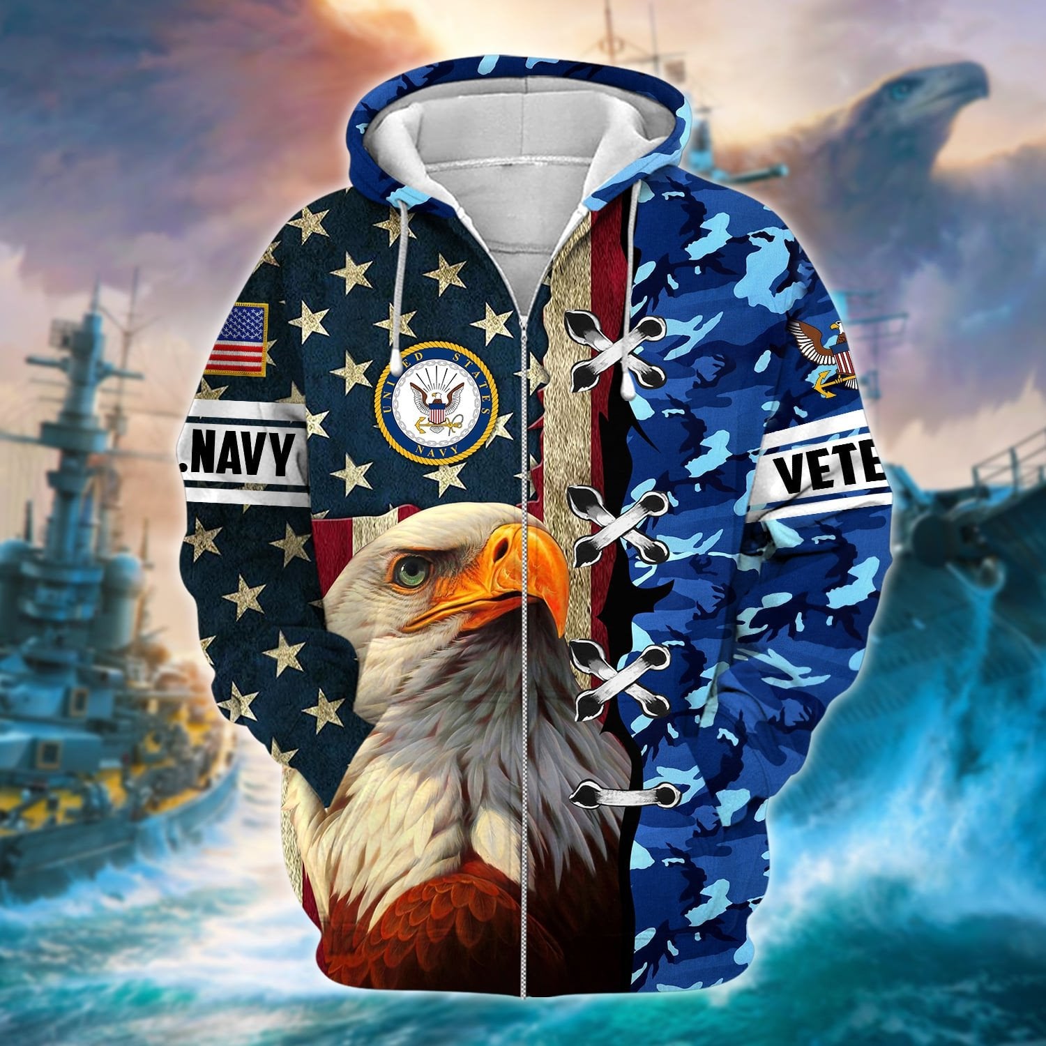 Premium Multiple US Military Services Veteran Zip Hoodie PVC231201