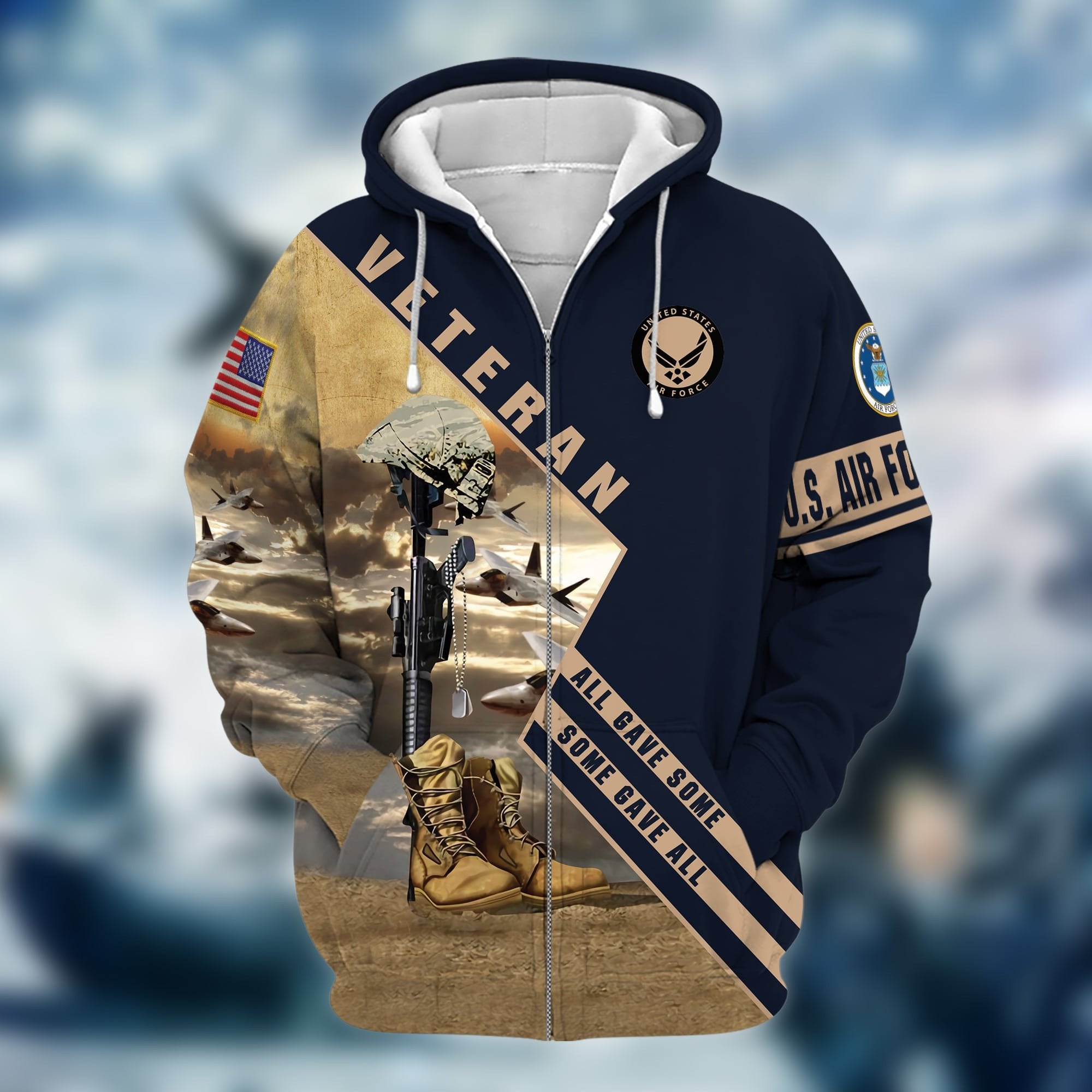 Premium Multiple US Military Services Veteran Zip Hoodie PVC221205