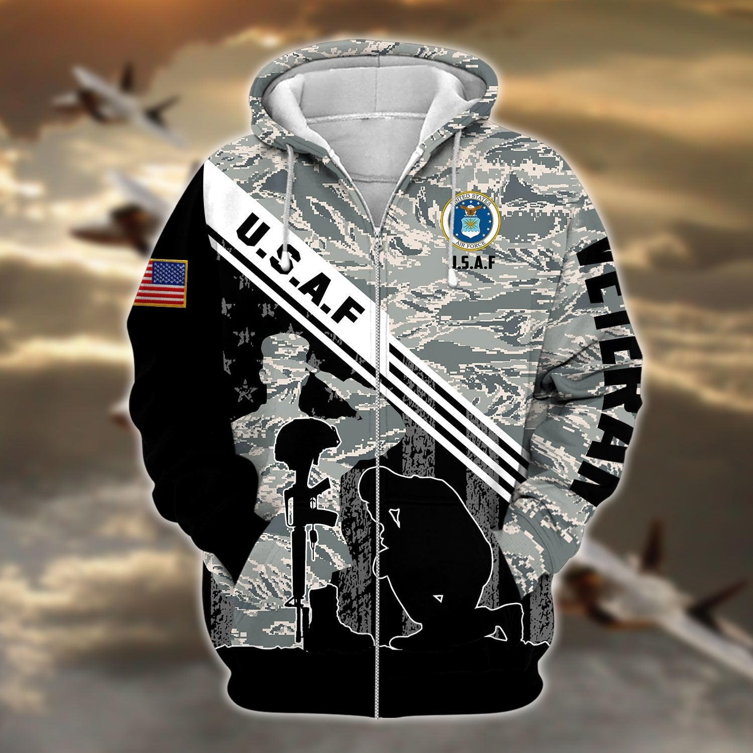 Premium Multiple US Military Services Veteran Zip Hoodie PVC231204