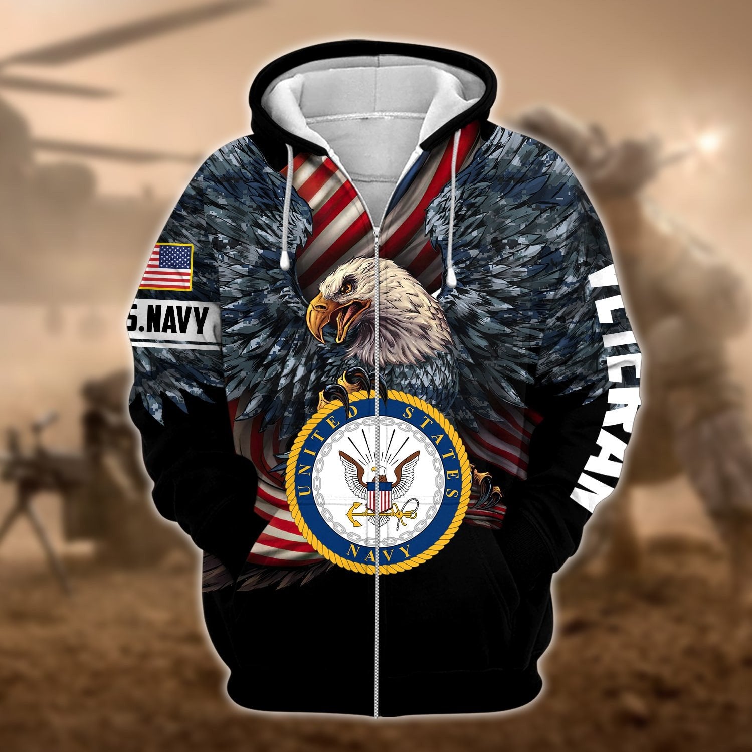Premium Multiple US Military Services Veteran Zip Hoodie PVC221203