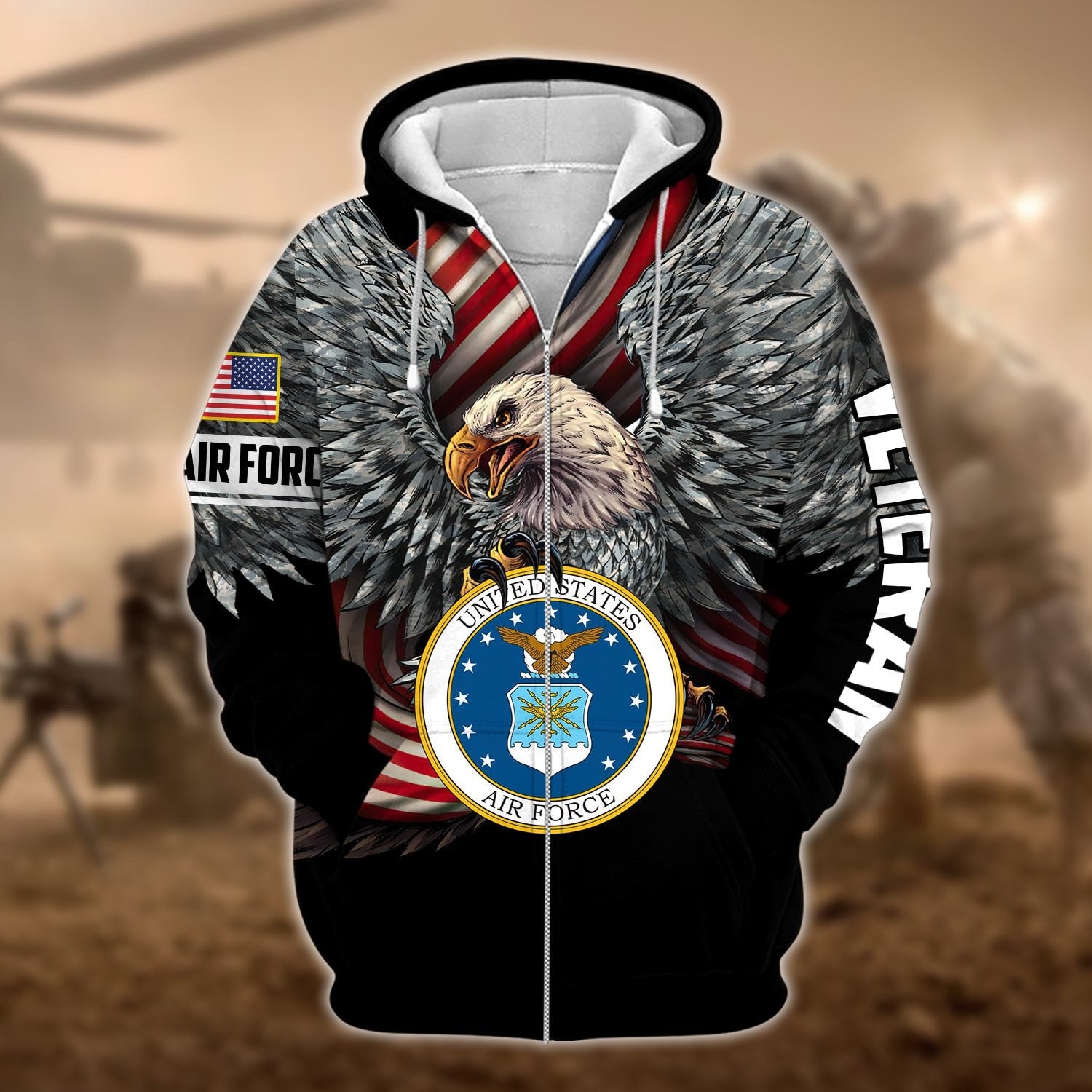 Premium Multiple US Military Services Veteran Zip Hoodie PVC221203