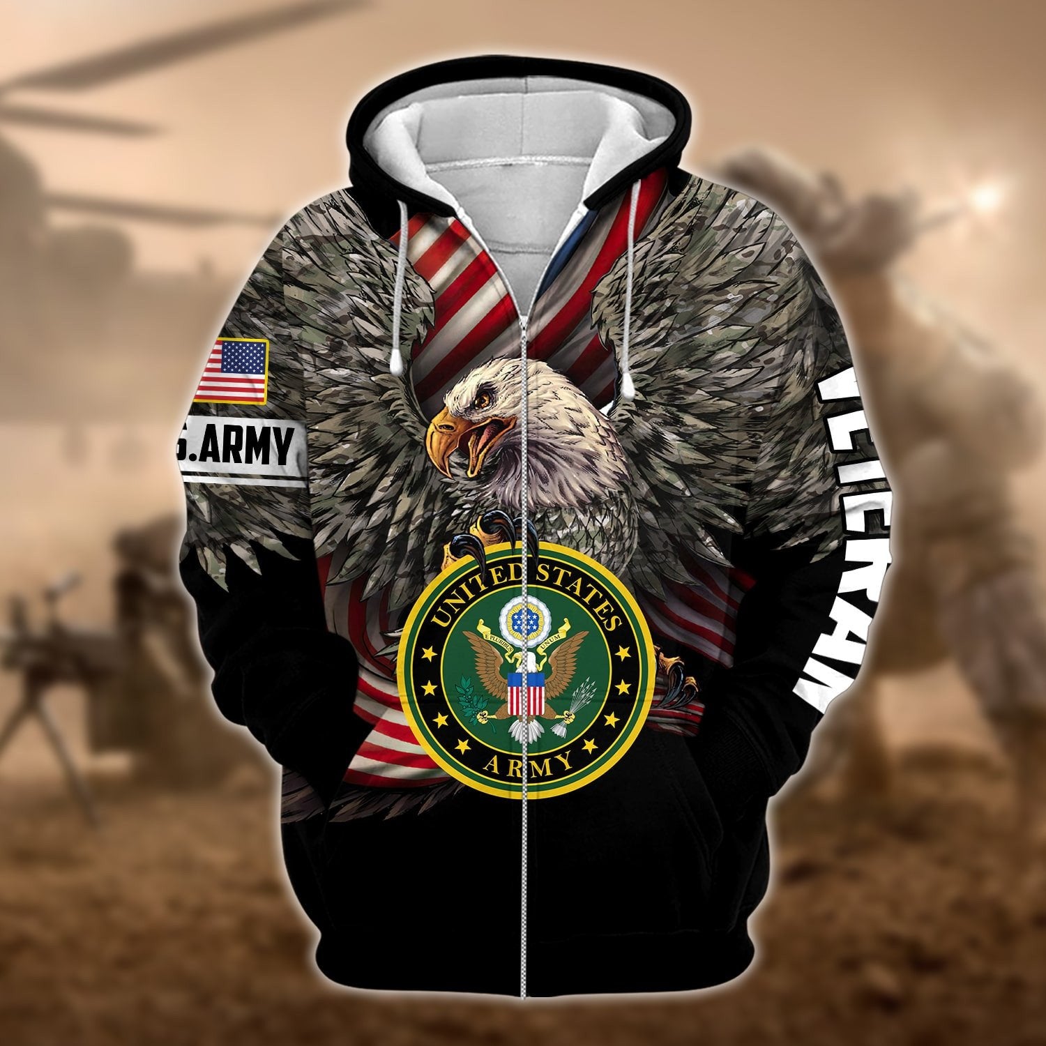 Premium Multiple US Military Services Veteran Zip Hoodie PVC221203