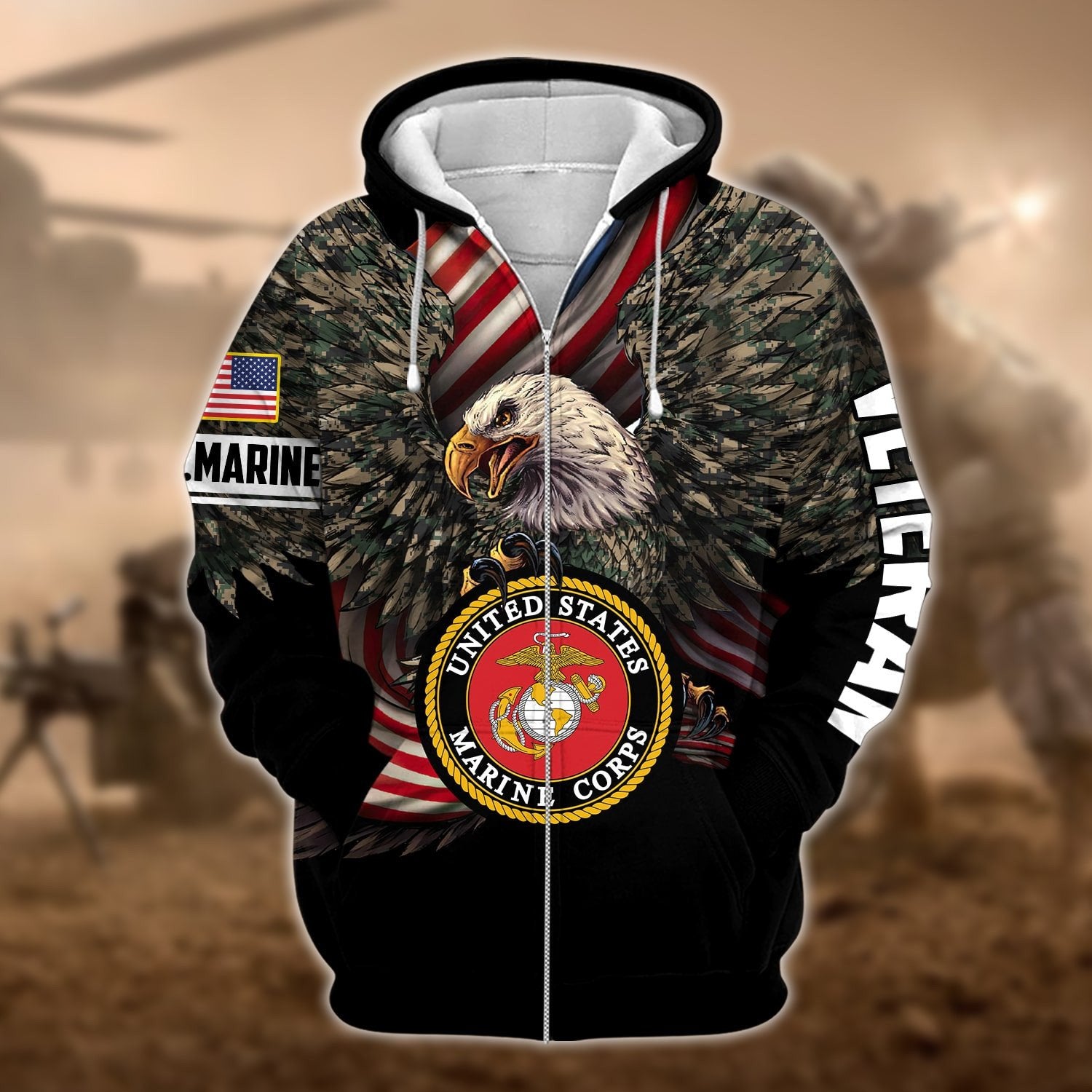 Premium Multiple US Military Services Veteran Zip Hoodie PVC221203