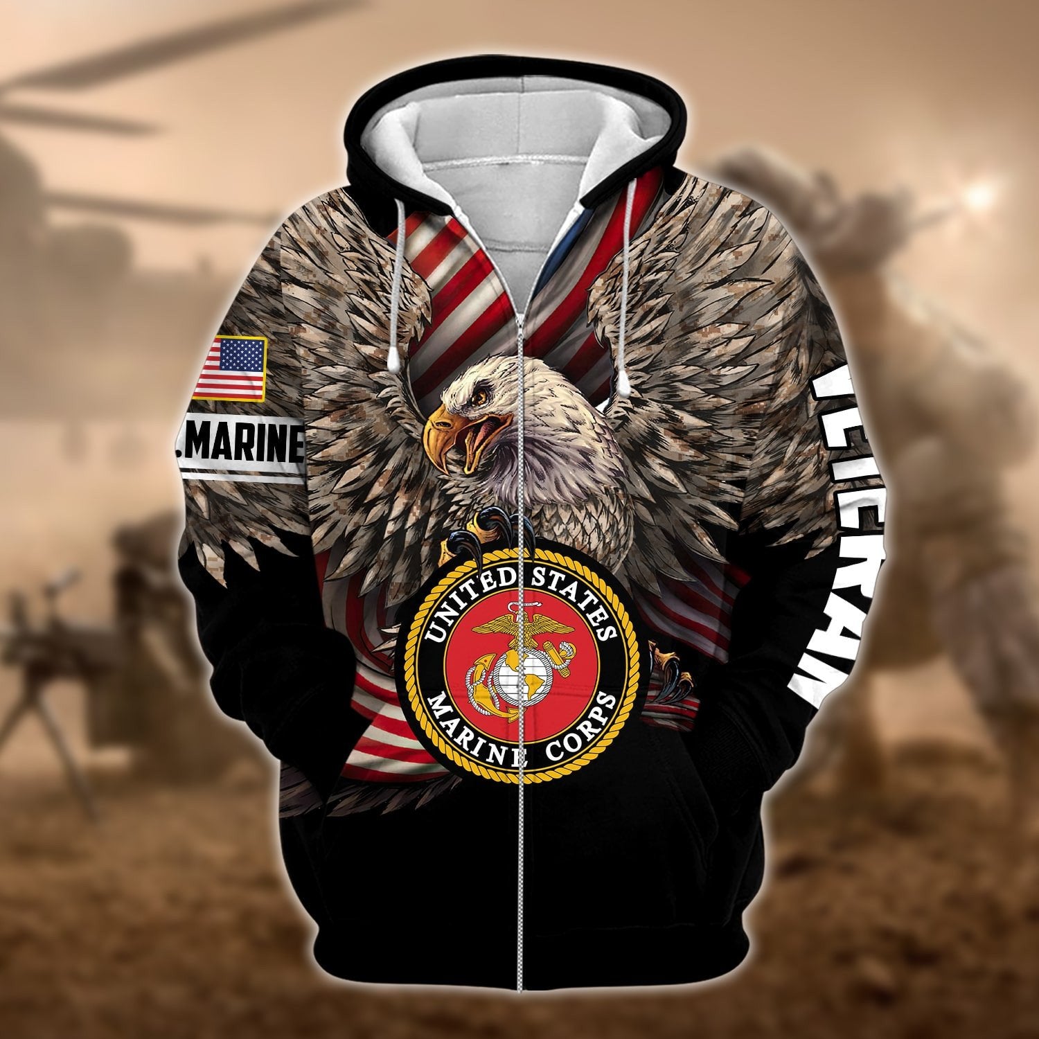 Premium Multiple US Military Services Veteran Zip Hoodie PVC221203