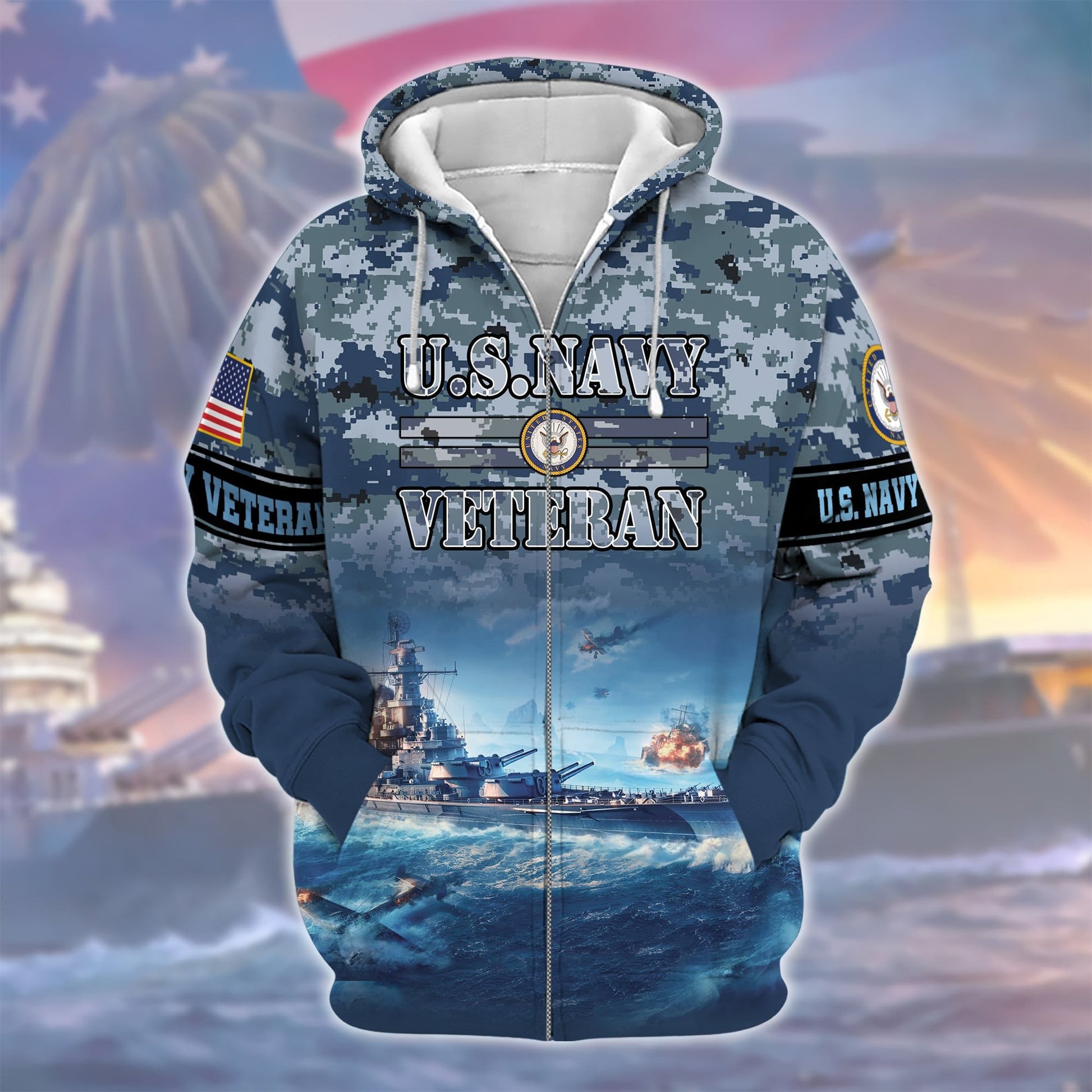 Premium U.S. Navy Veteran Zip Hoodie PVC181201