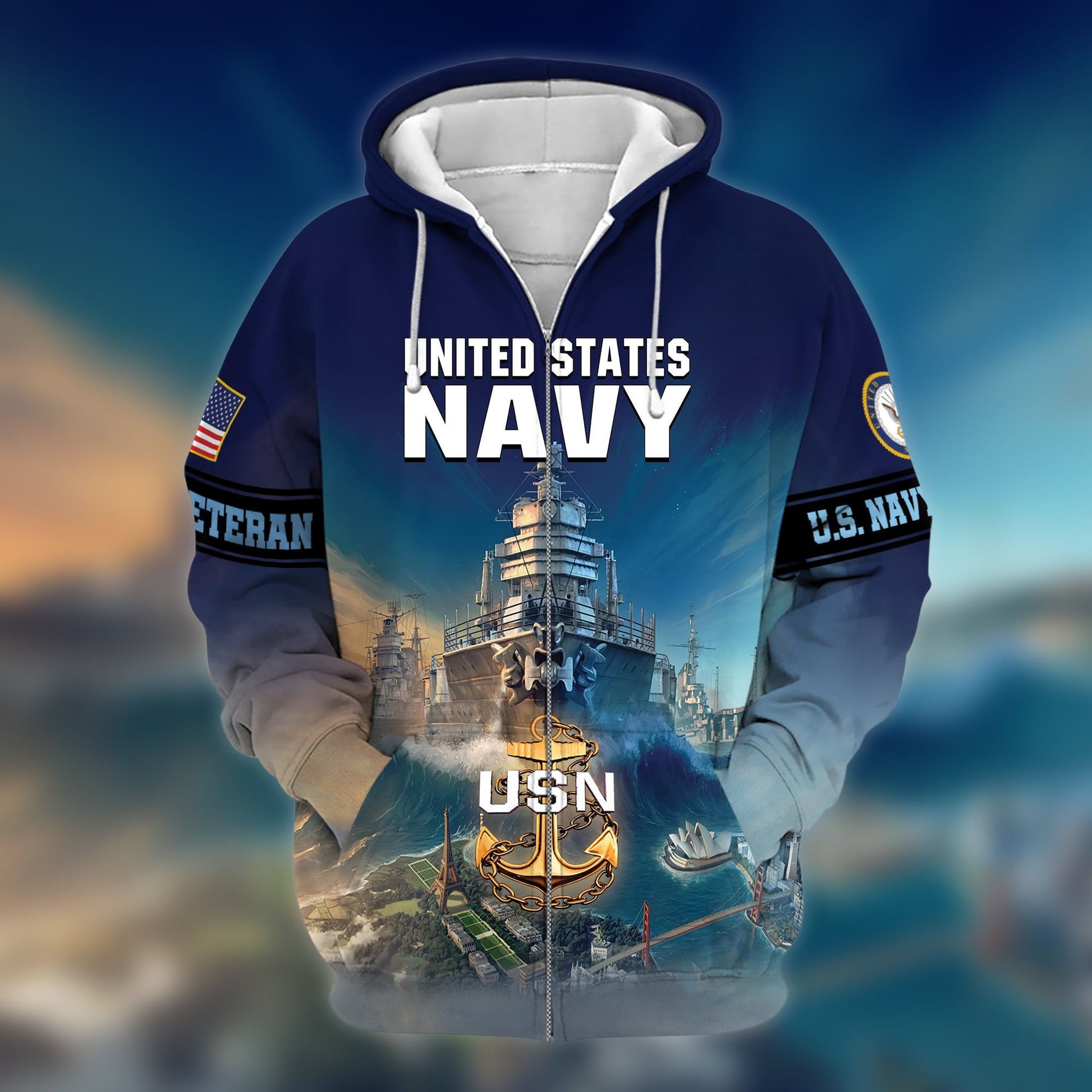 Premium U.S. Navy Veteran Zip Hoodie PVC211201