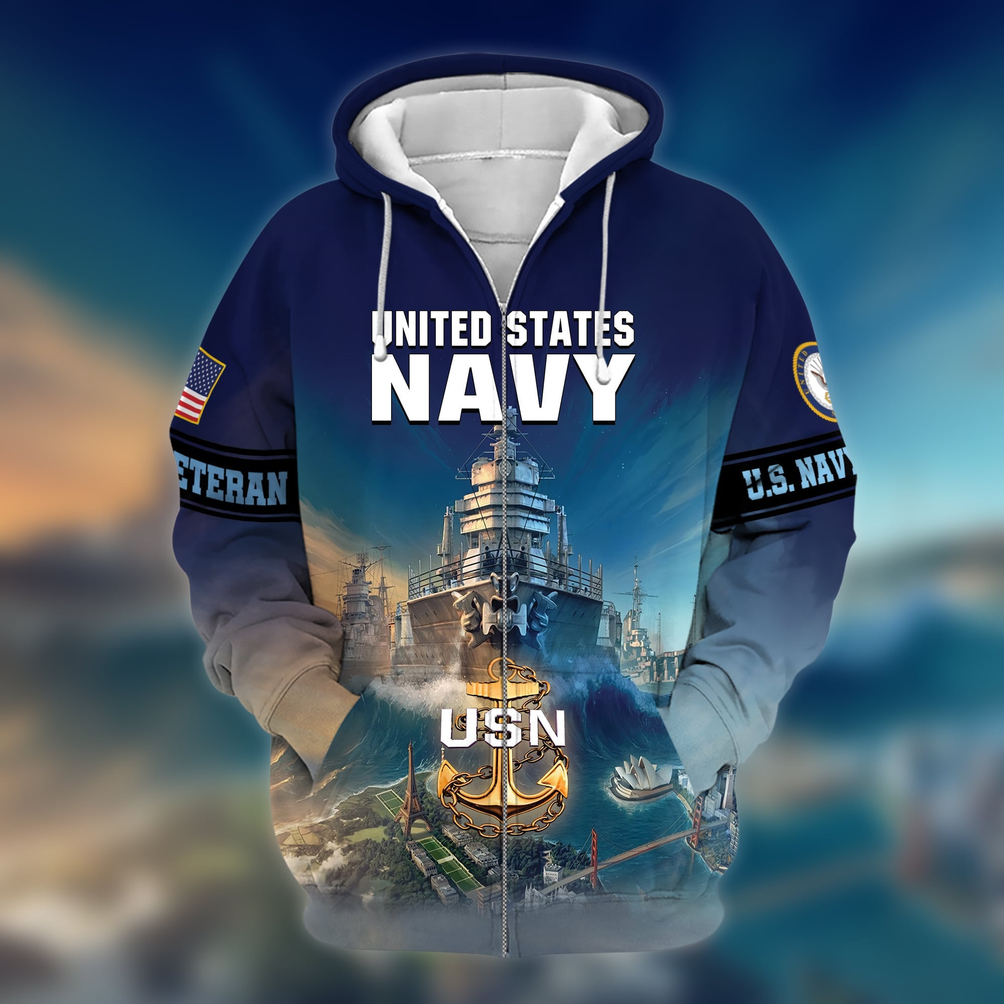 Premium U.S. Navy Veteran Zip Hoodie PVC211201