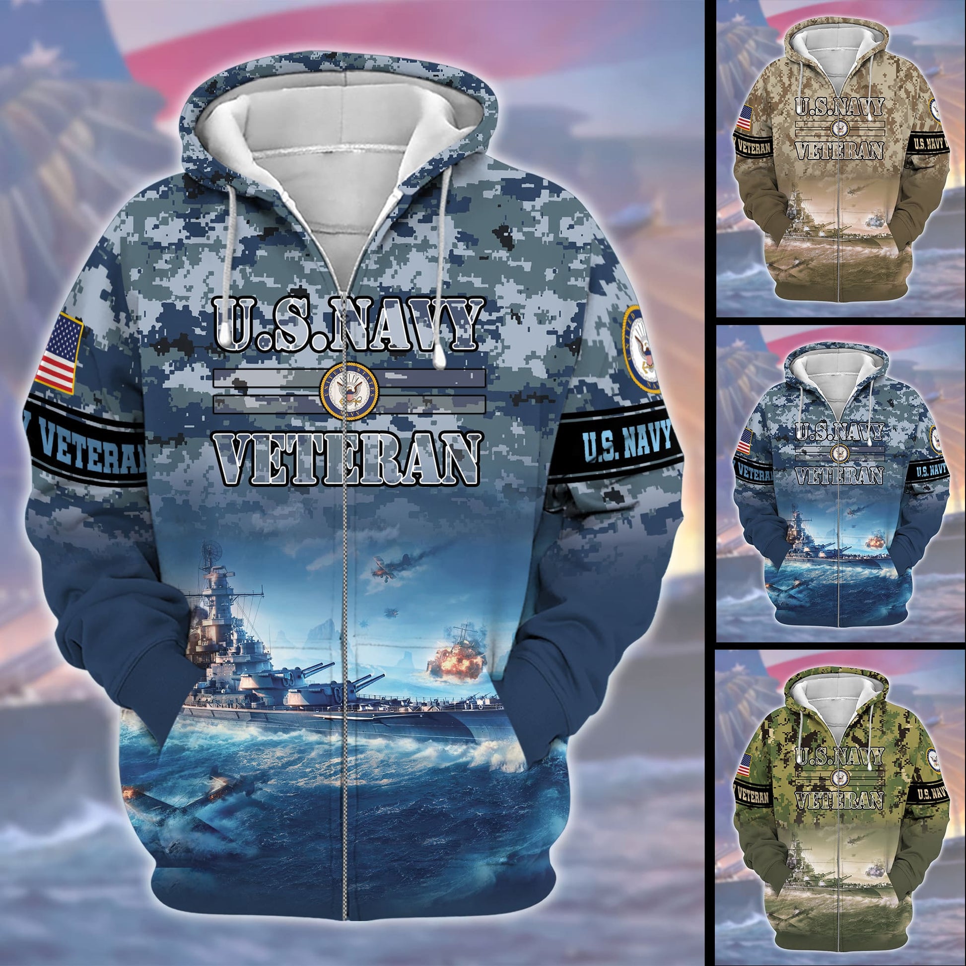 Premium U.S. Navy Veteran Zip Hoodie PVC181201