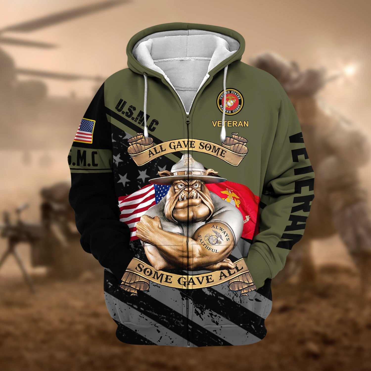 Premium US Military Services US Veteran Zip Hoodie PVC271003