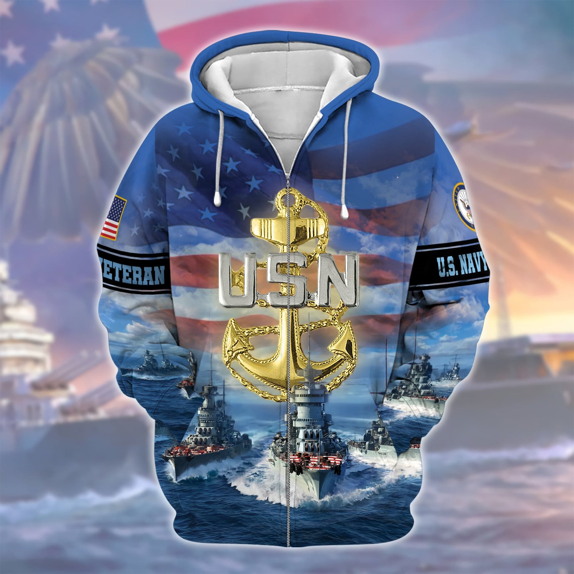 Premium U.S. Navy Veteran Zip Hoodie PVC171204