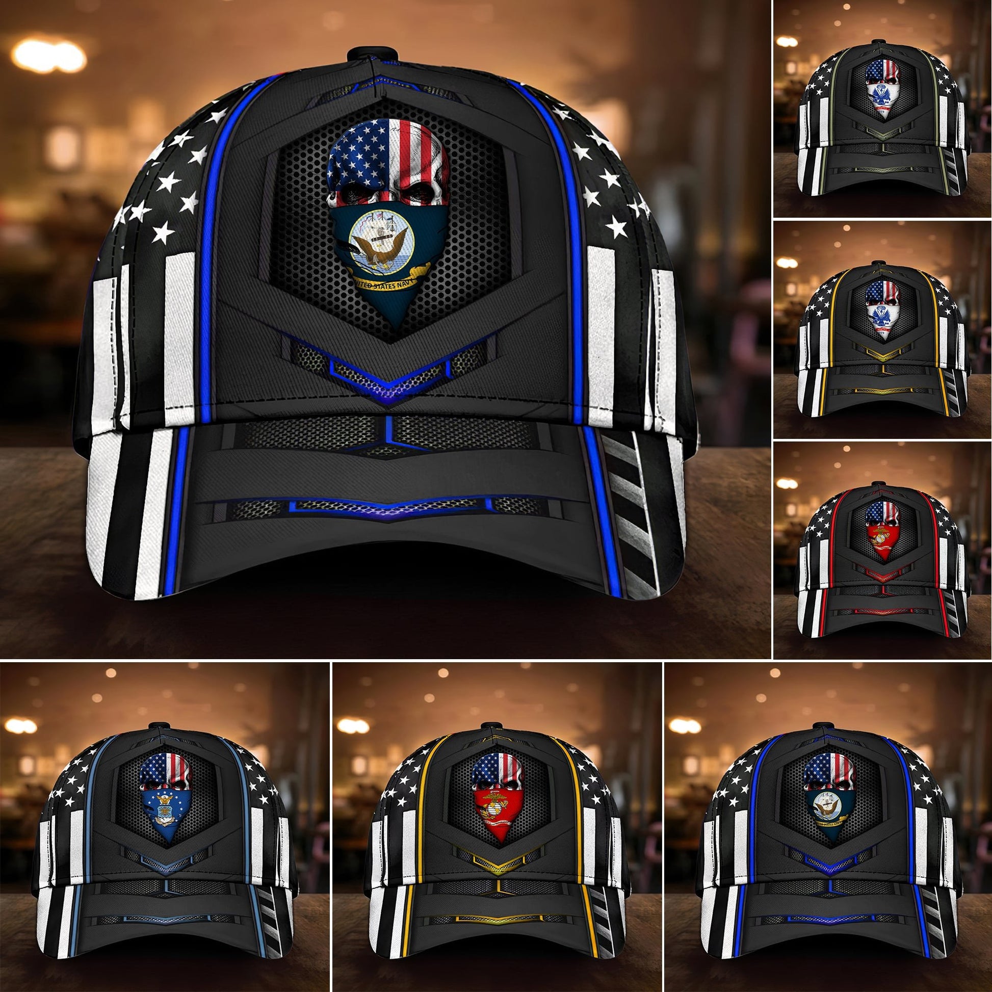 Premium Multiple US Military Services Veteran Cap PVC231104