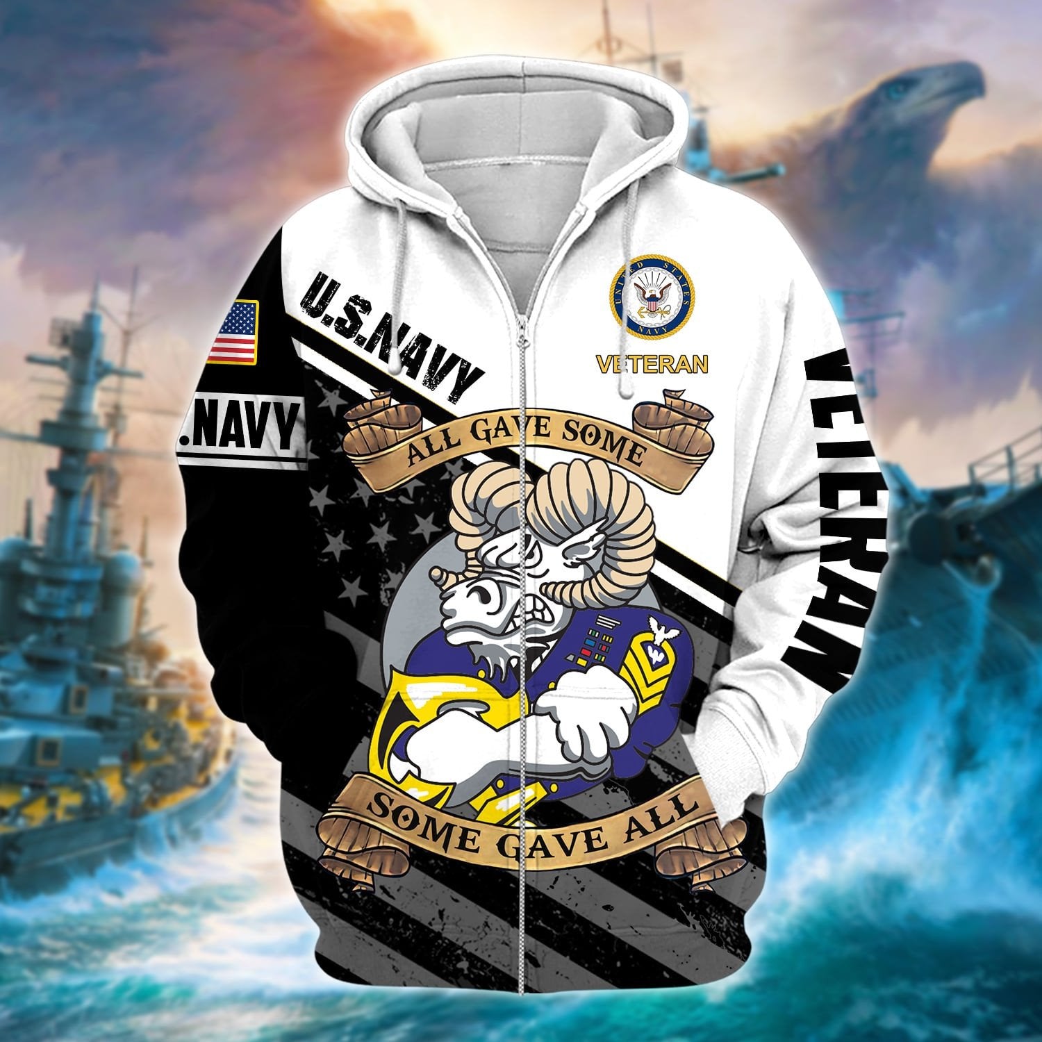 Premium U.S. Navy Veteran Zip Hoodie PVC181203