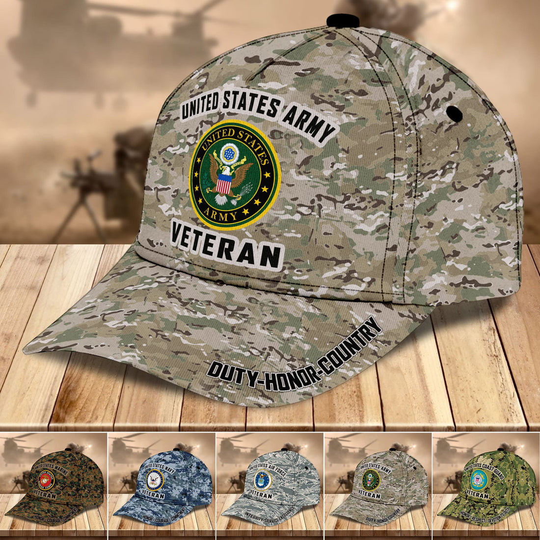 Premium US Military Services Veteran Cap PVC251201