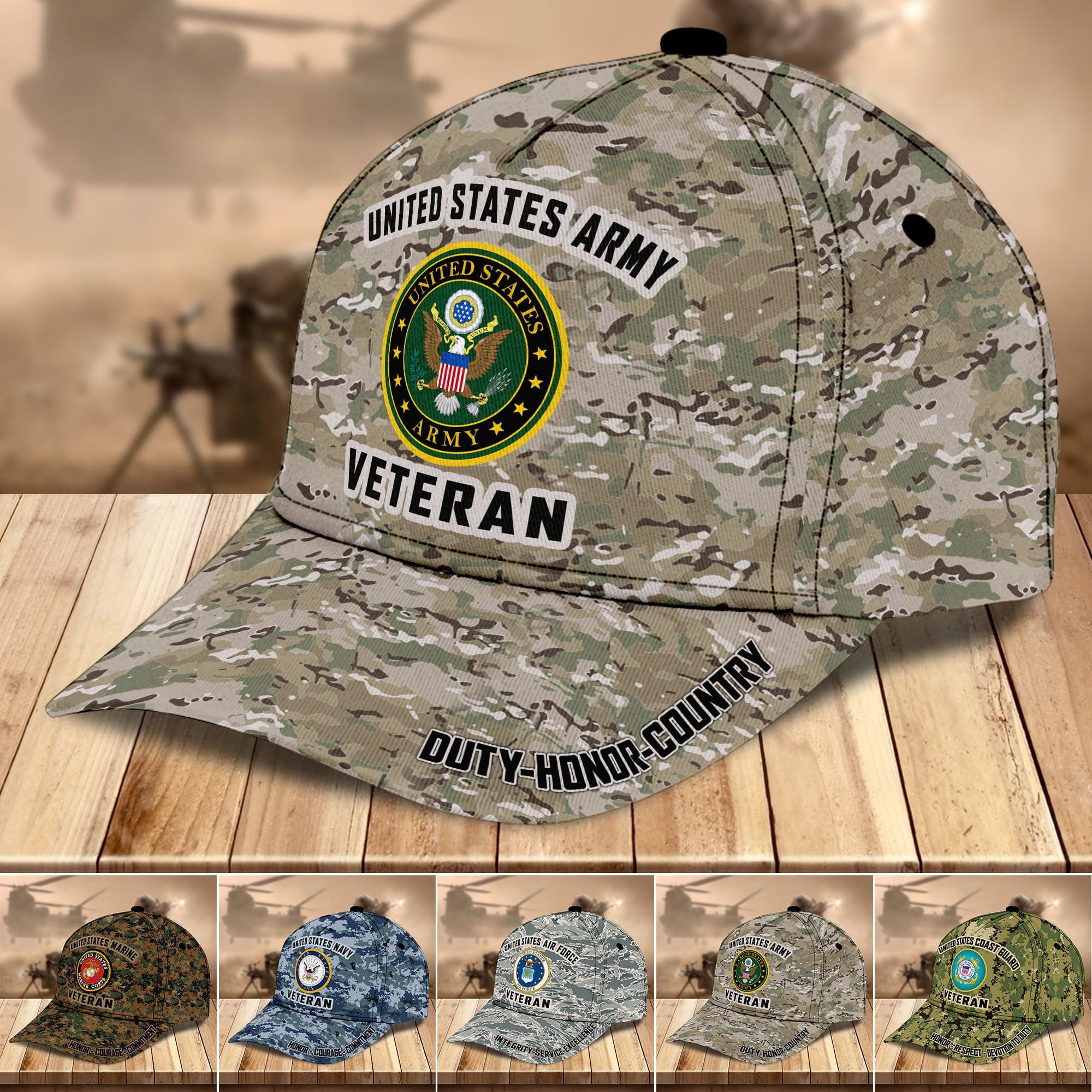 Premium US Military Services Veteran Cap PVC251201