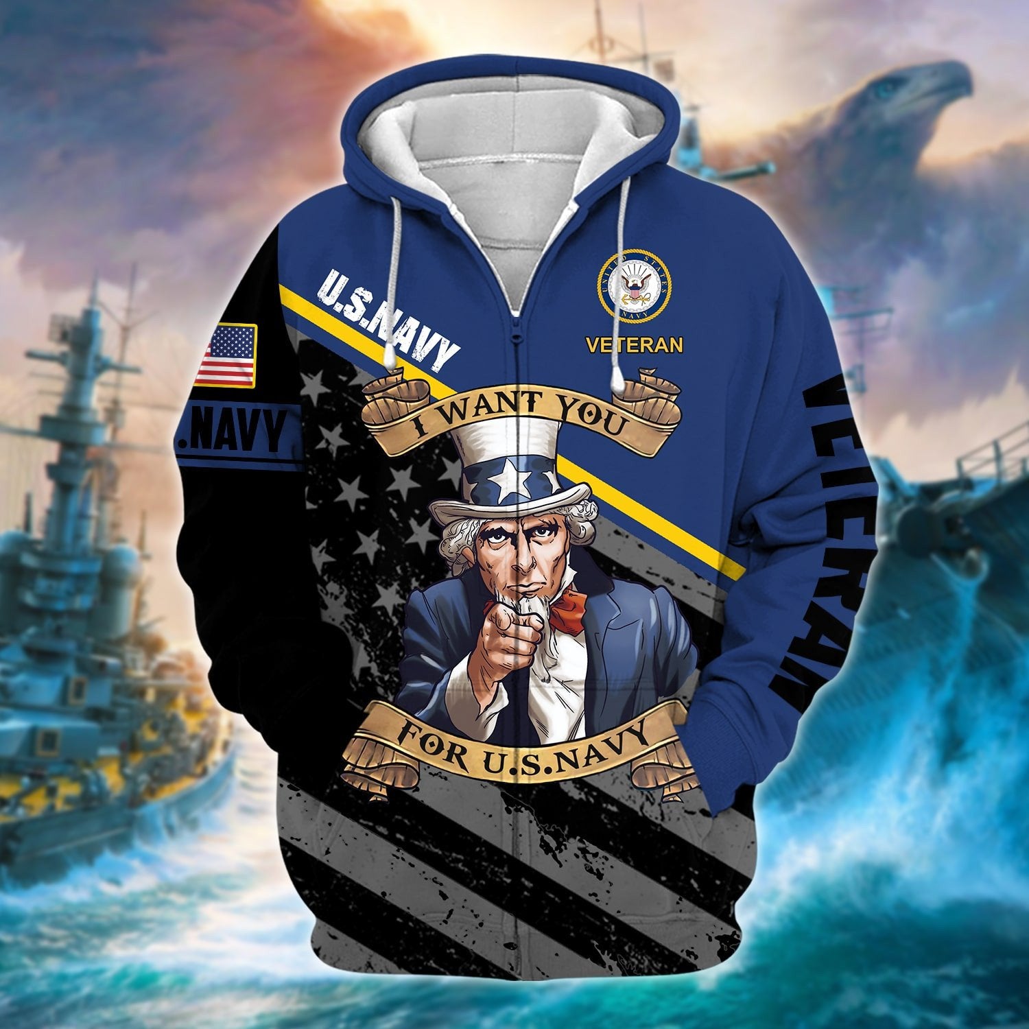 Premium Multiple US Military Services Veteran Zip Hoodie PVC271203