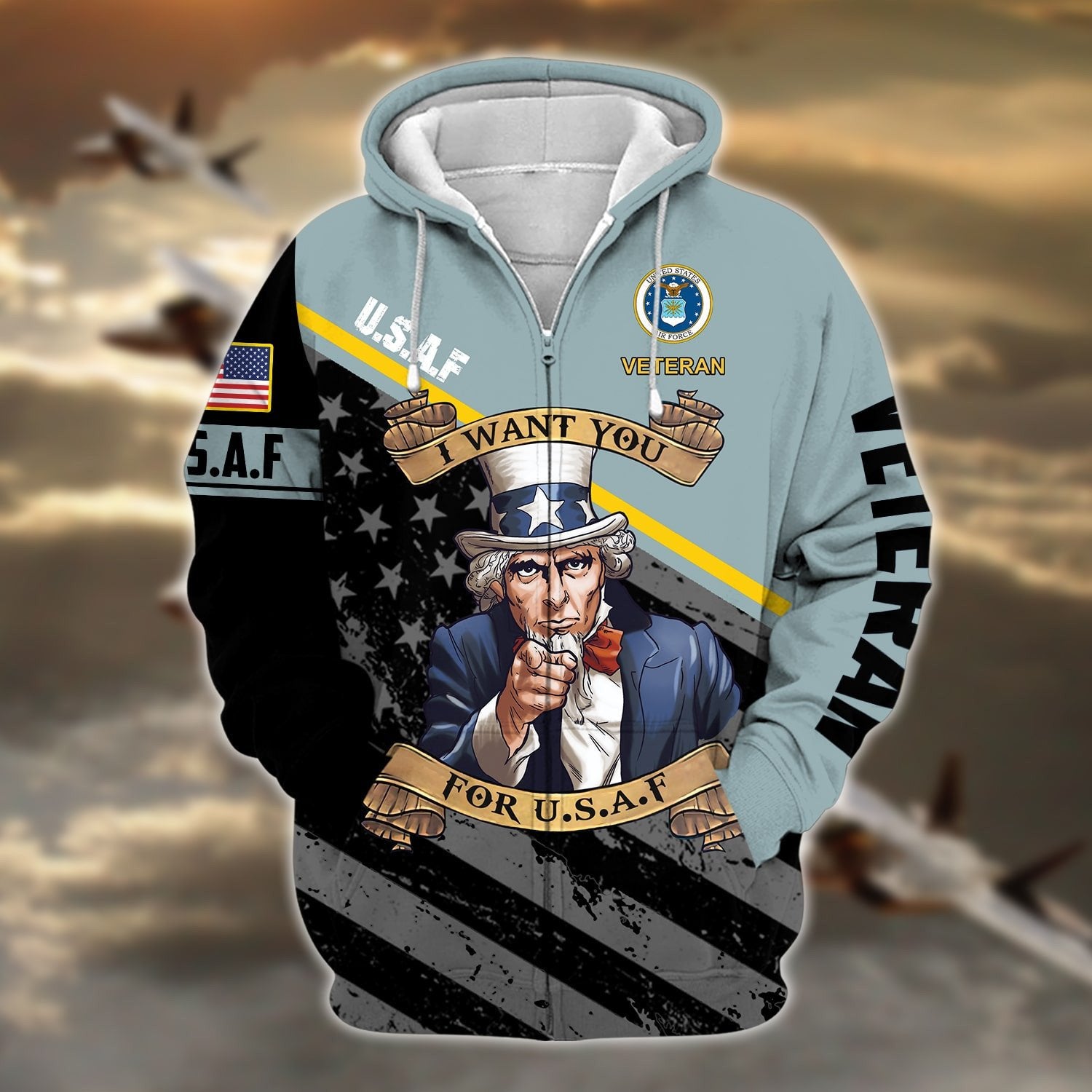 Premium Multiple US Military Services Veteran Zip Hoodie PVC271203